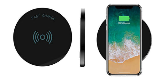 Wireless charger with phone showing full battery indicating fast and convenient charging benefits.