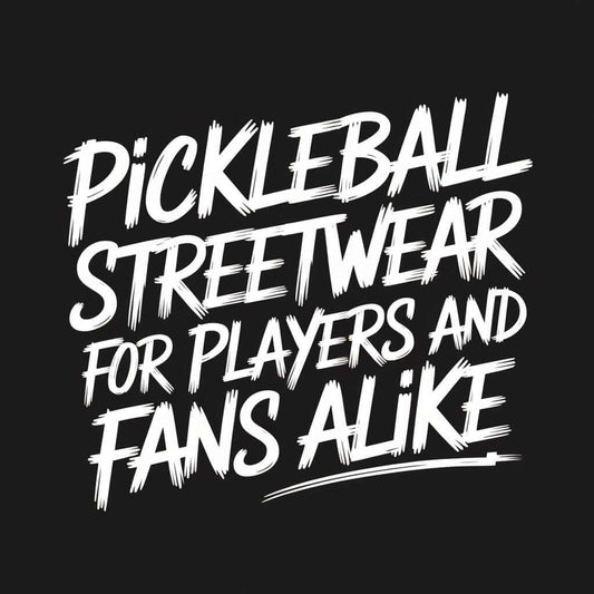 Bold text design featuring "Pickleball Streetwear for Players and Fans Alike" on a black background.