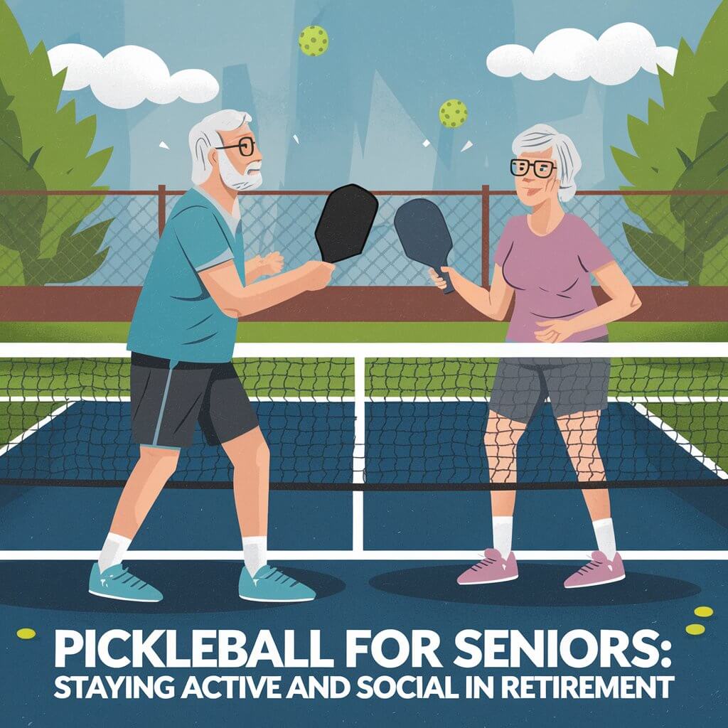 Seniors playing pickleball together, promoting active lifestyles and social interaction in retirement.