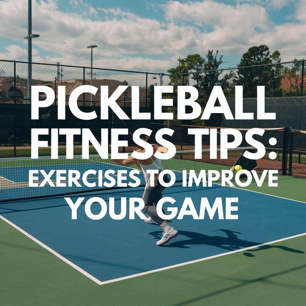 Pickleball fitness tips with a player exercising on a court to enhance their game performance.