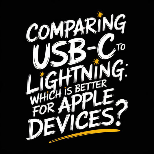 Text graphic comparing USB-C and Lightning for Apple devices, highlighting their differences and usability.