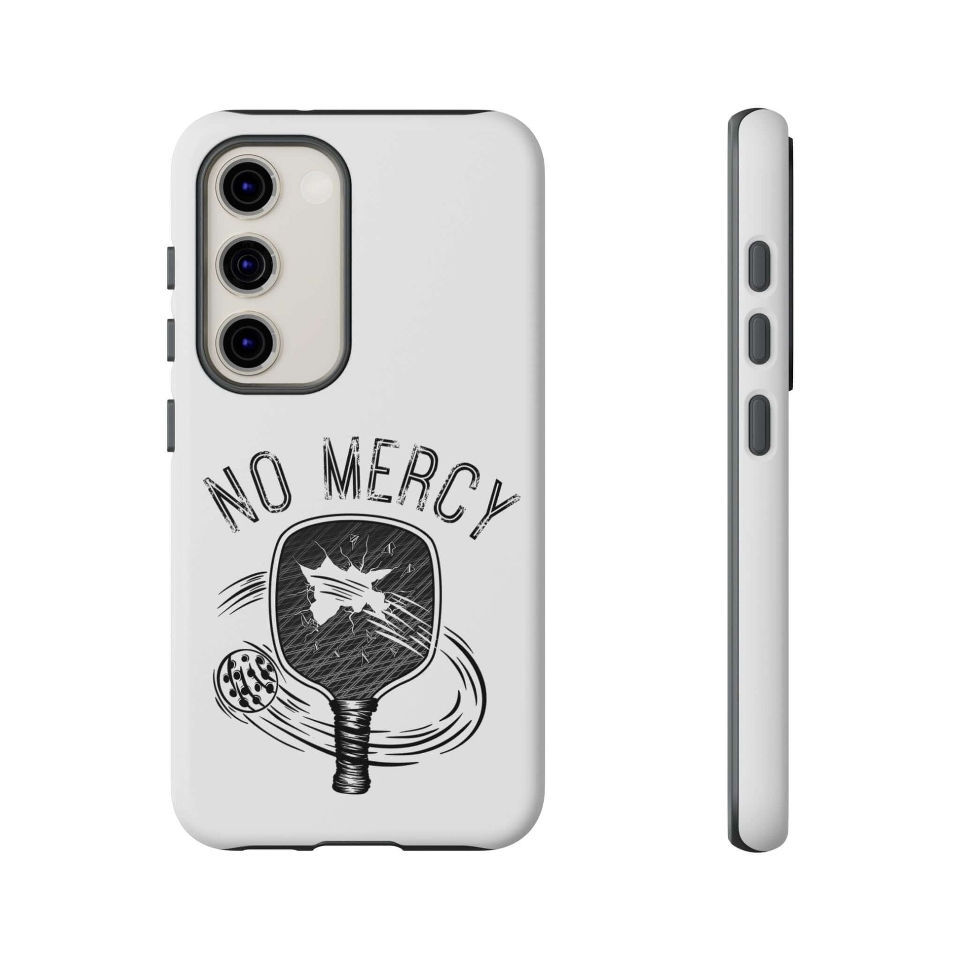 "No Mercy Pickleball Series dual-layer phone case for Samsung Galaxy, featuring a robust design inspired by pickleball sport."