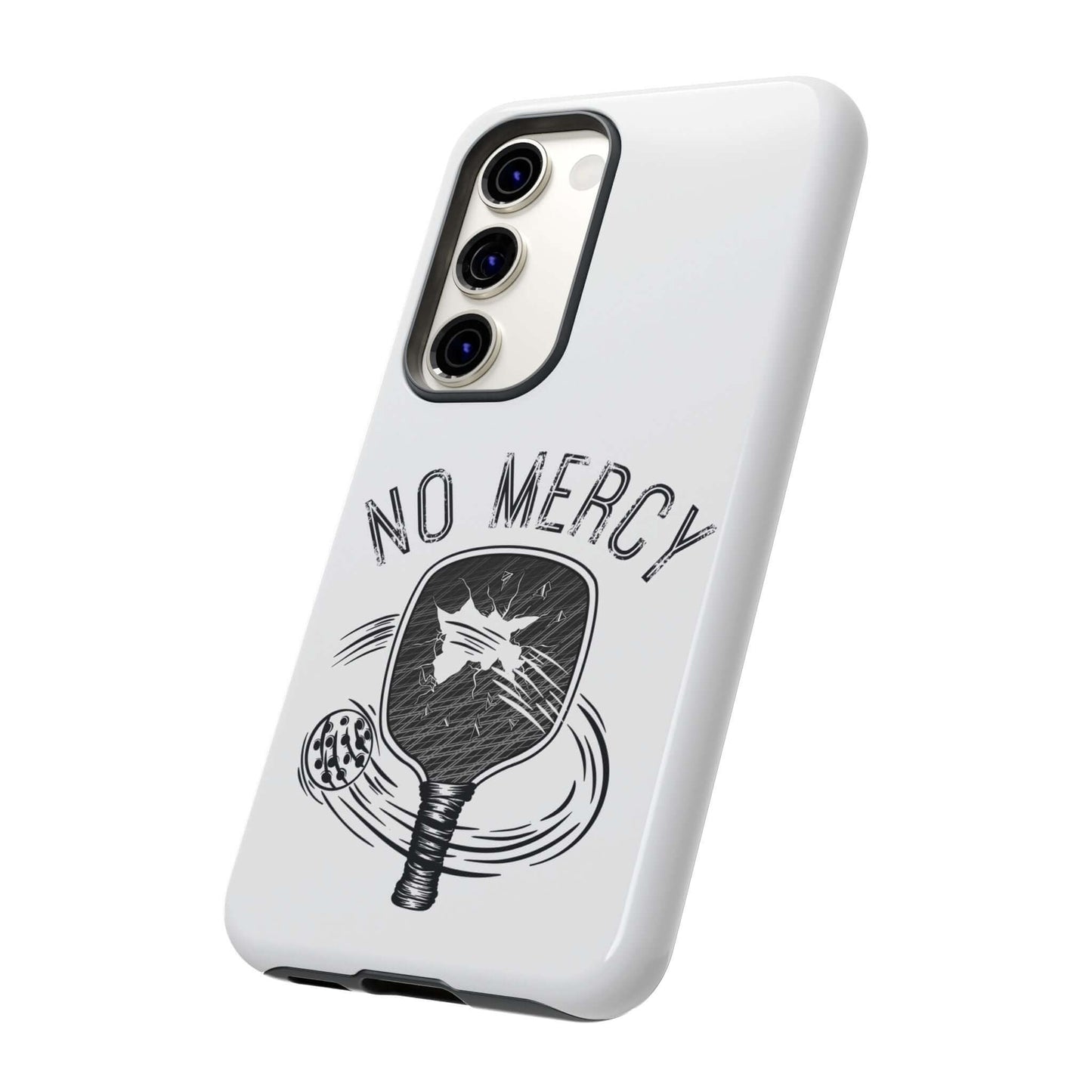 "No Mercy Pickleball Dual-Layer Phone Case for Samsung Galaxy with paddle design"