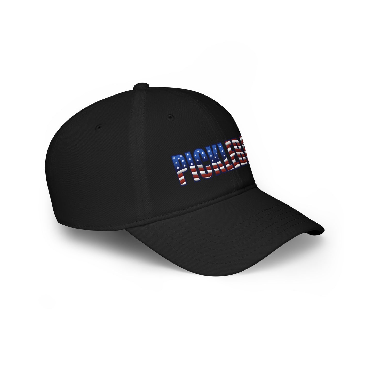 The Right side of Black Pickleball American Flag Series - Low Profile Baseball Cap/Hat