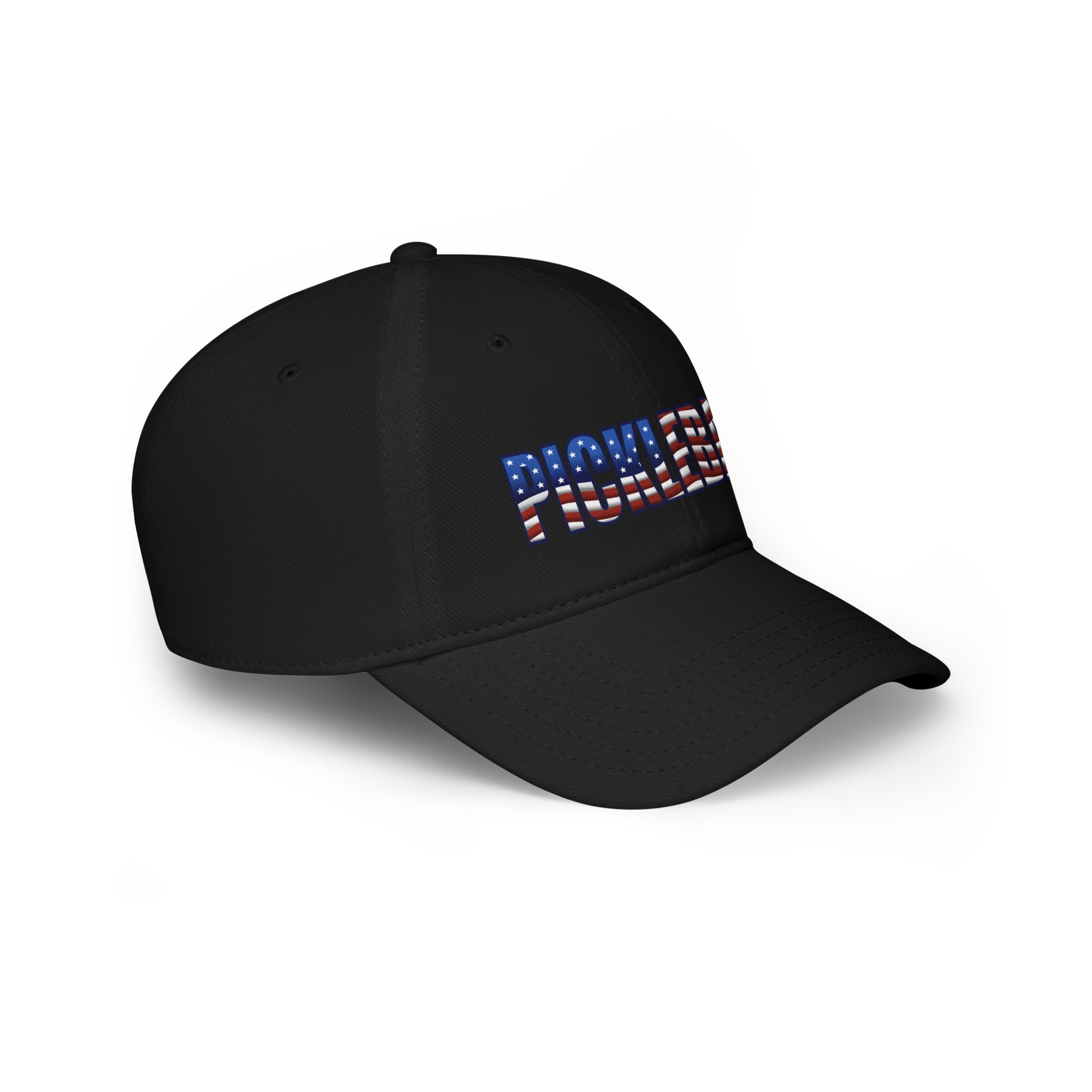 The Right side of Black Pickleball American Flag Series - Low Profile Baseball Cap/Hat