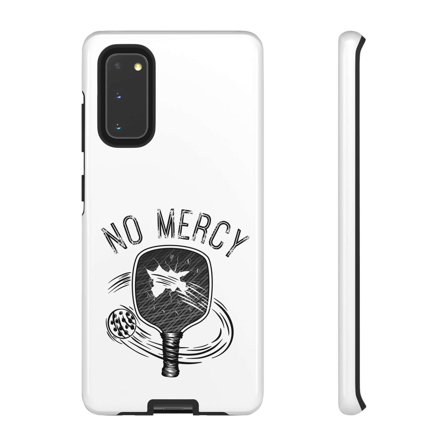 "No Mercy Pickleball Series Tough Dual-Layer Phone Case for Samsung Galaxy featuring a pickleball design"