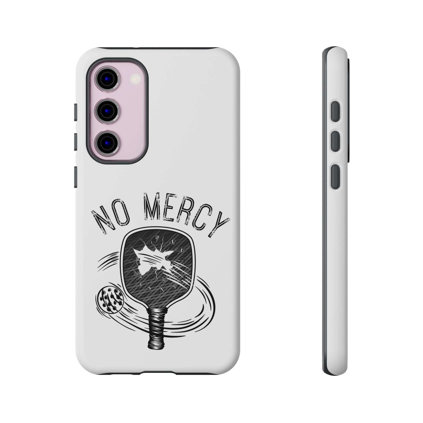 "No Mercy Pickleball Tough Case for Samsung Galaxy with pickleball paddle design by RND Power Solutions, dual-layer protection"