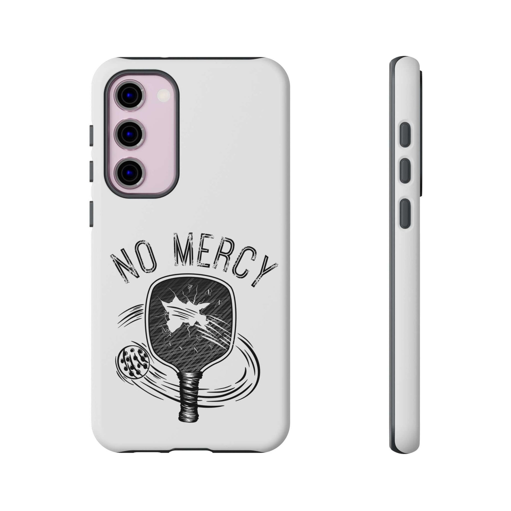 "No Mercy Pickleball Tough Case for Samsung Galaxy with pickleball paddle design by RND Power Solutions, dual-layer protection"