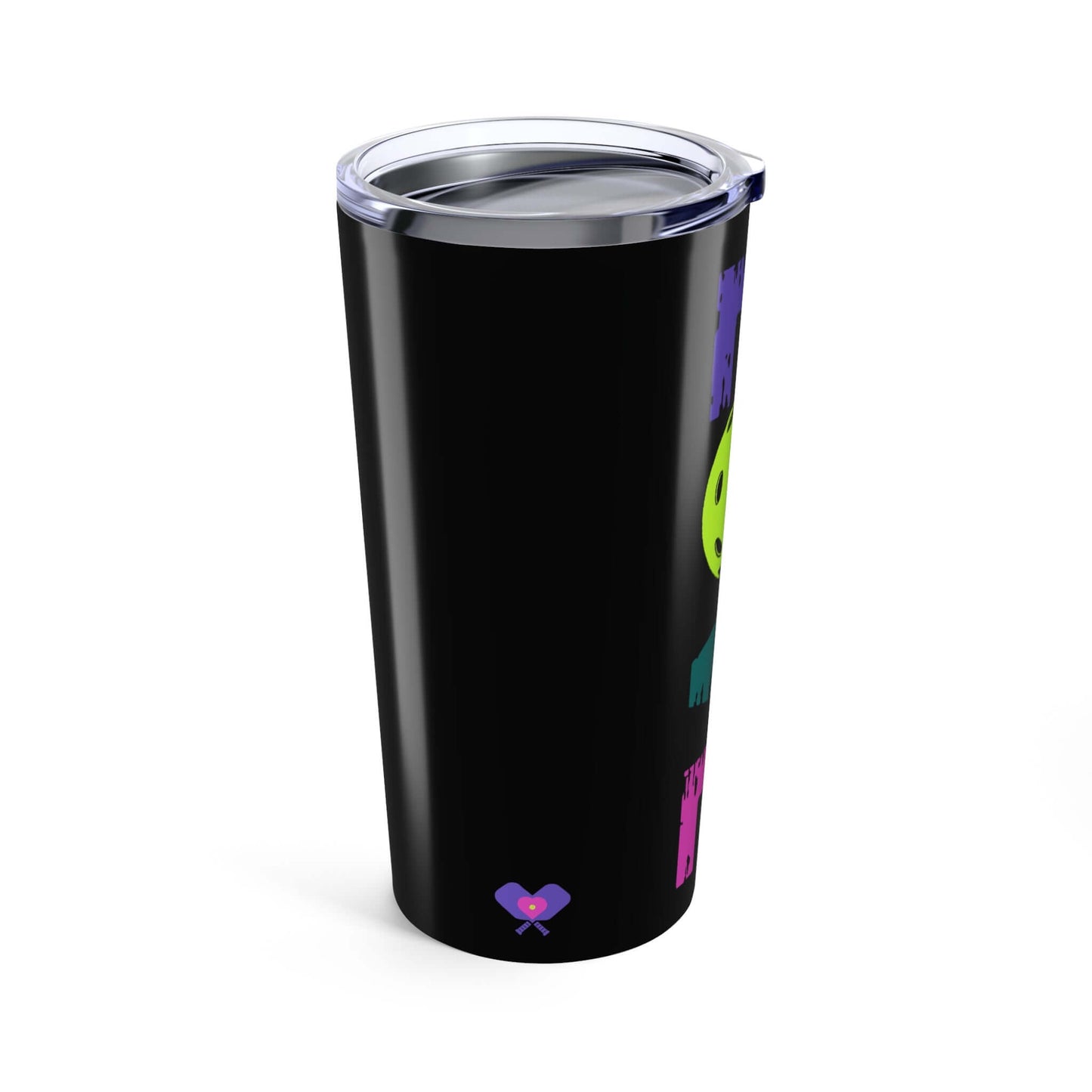 LOVE Pickleball Tumbler 20oz with colorful design and double-wall insulation, perfect for hydration on and off the court.