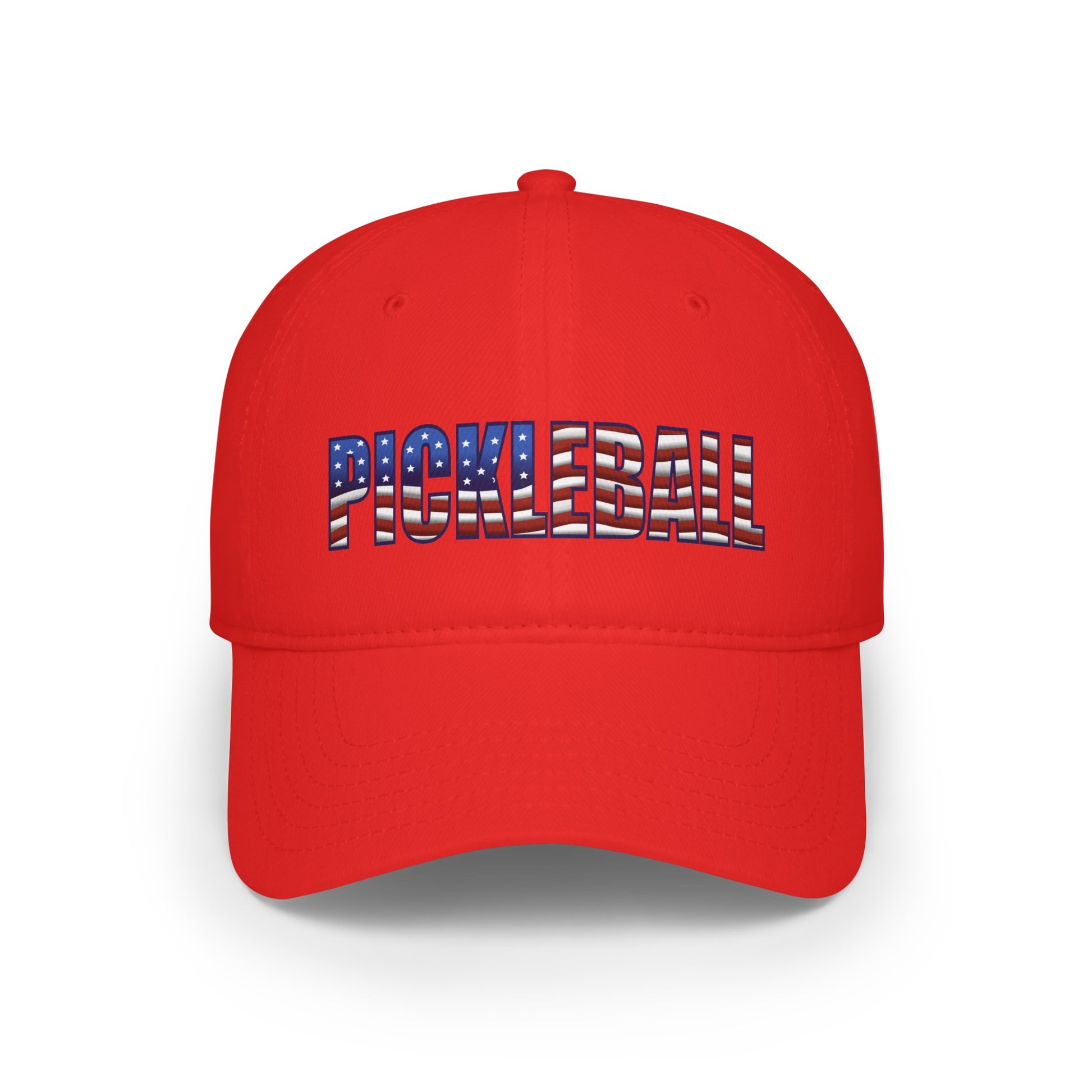 The Front of Red Pickleball American Flag Series - Low Profile Baseball Cap/Hat