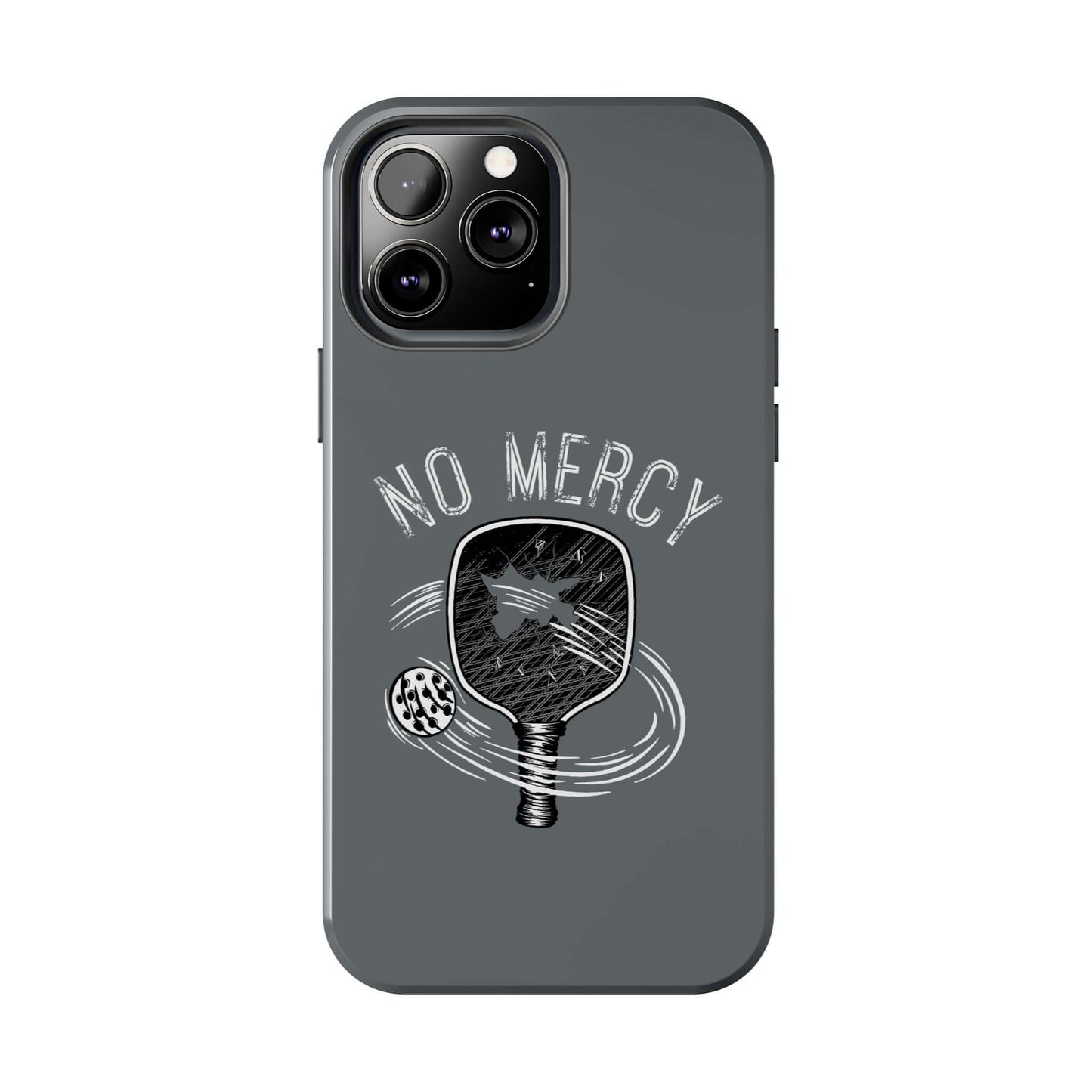 Turquoise "No Mercy" pickleball-themed dual-layer iPhone case with a glossy finish by RND Power Solutions.