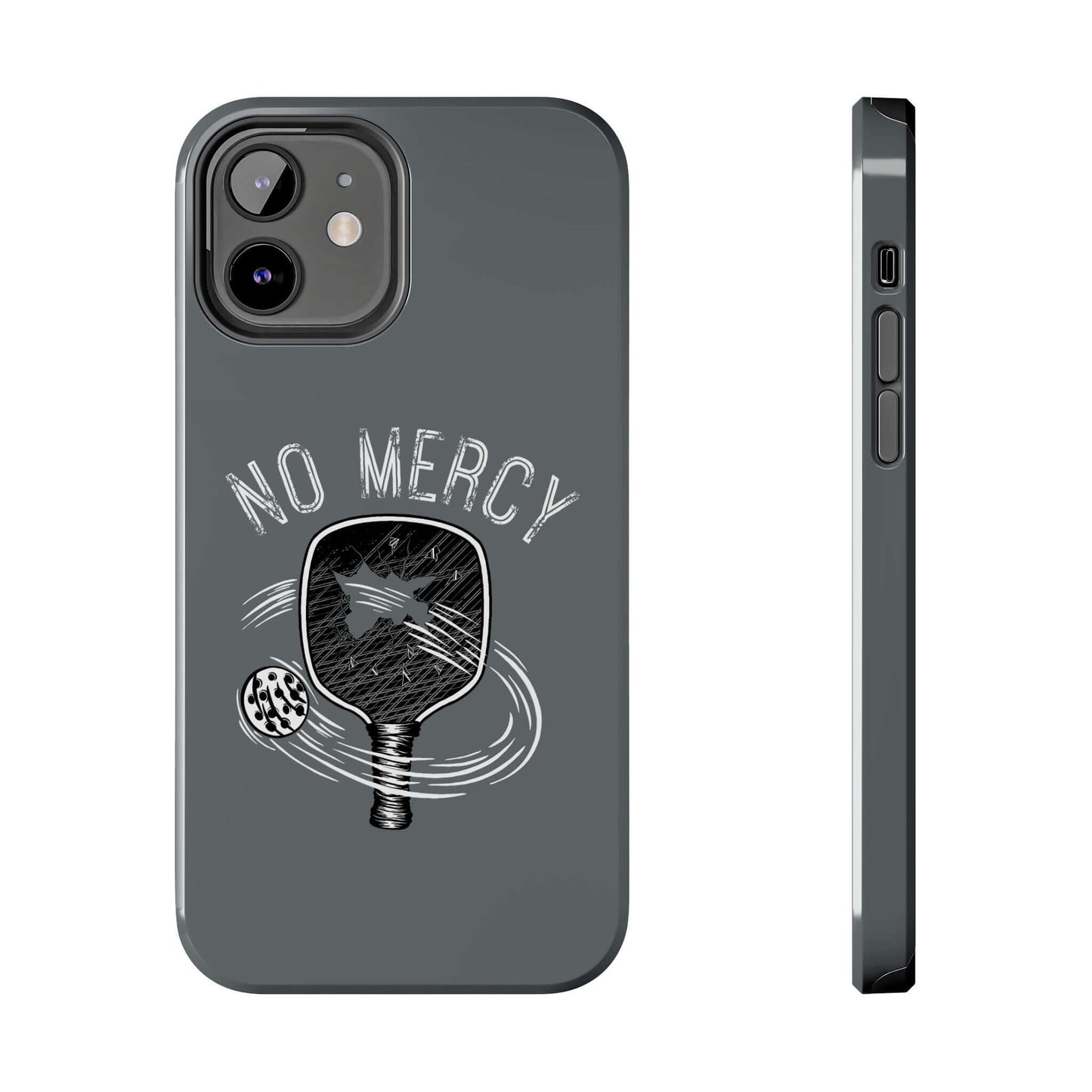 No Mercy Pickleball Tough Phone Case for iPhone in Turquoise with Glossy Finish, Dual-Layer Protection, Pickleball Paddle Design