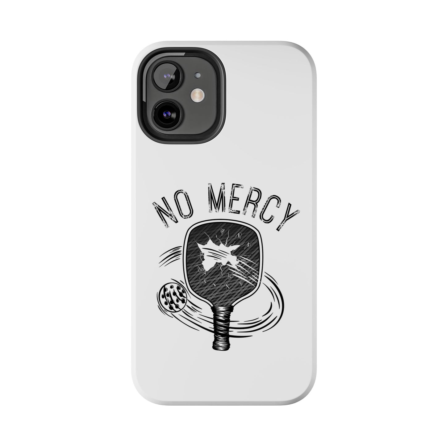 back side of "No Mercy" Pickleball Series - Tough Dual-Layer Phone Case for Apple iPhone 16 Pro