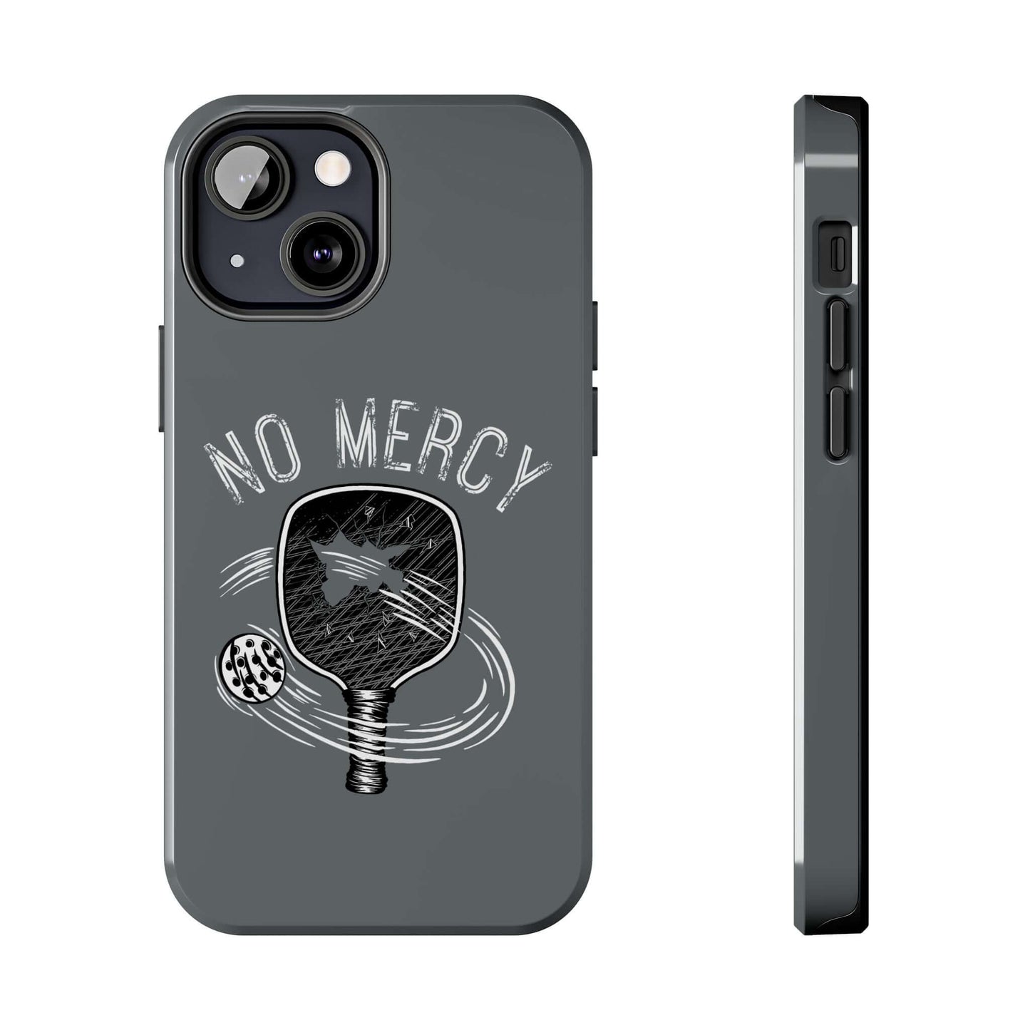 No Mercy Pickleball Tough Dual-Layer Phone Case for iPhone in Turquoise with Glossy Finish and Pickleball Graphic