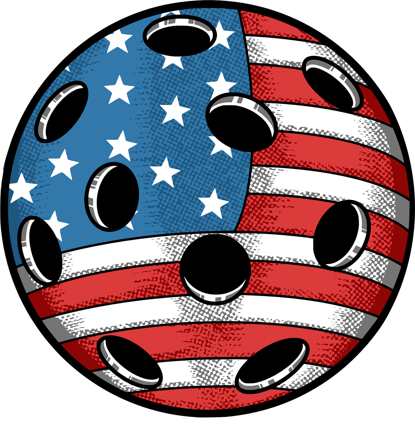 Pickleball with American Flag Design Sticker