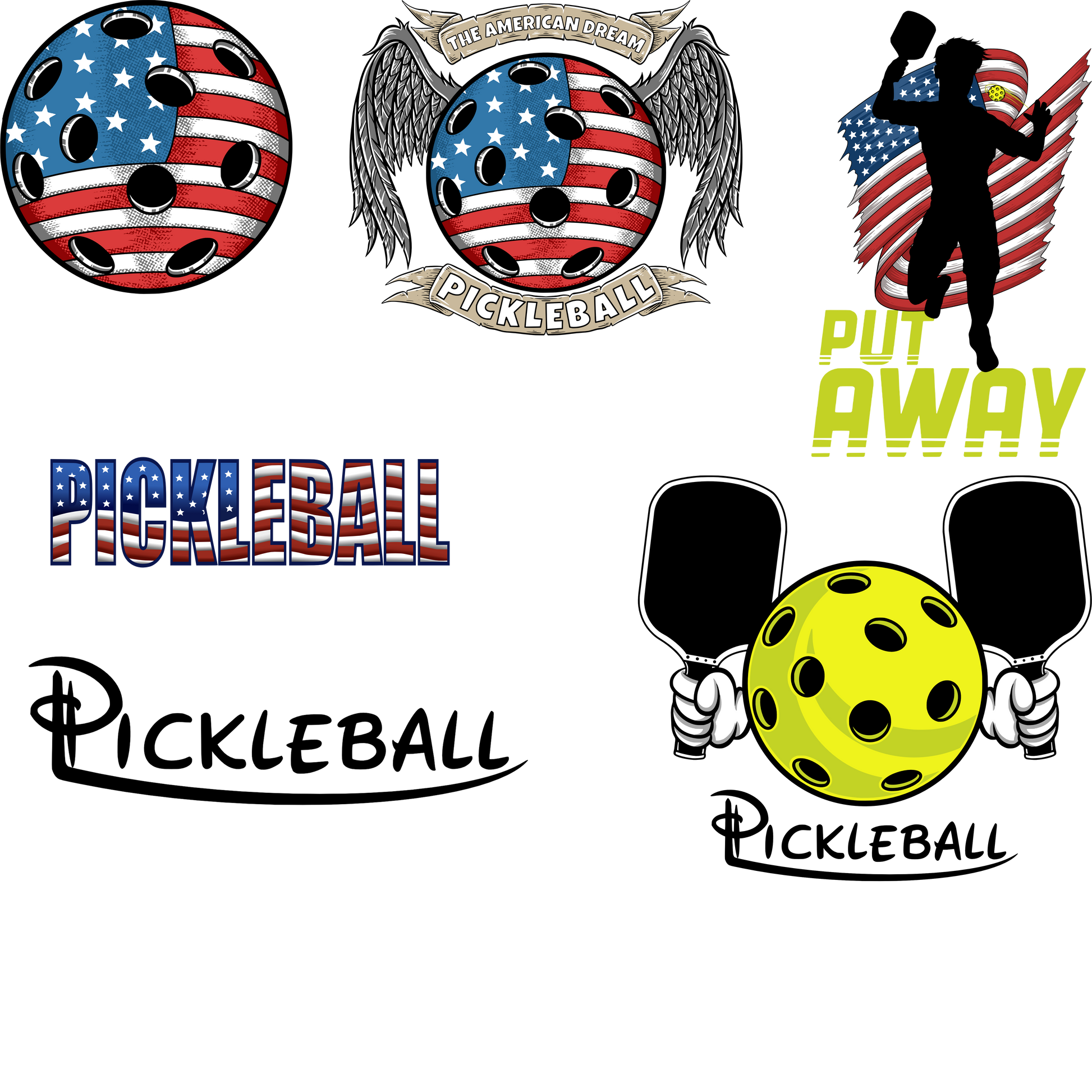 Collage of Pickleball Stickers