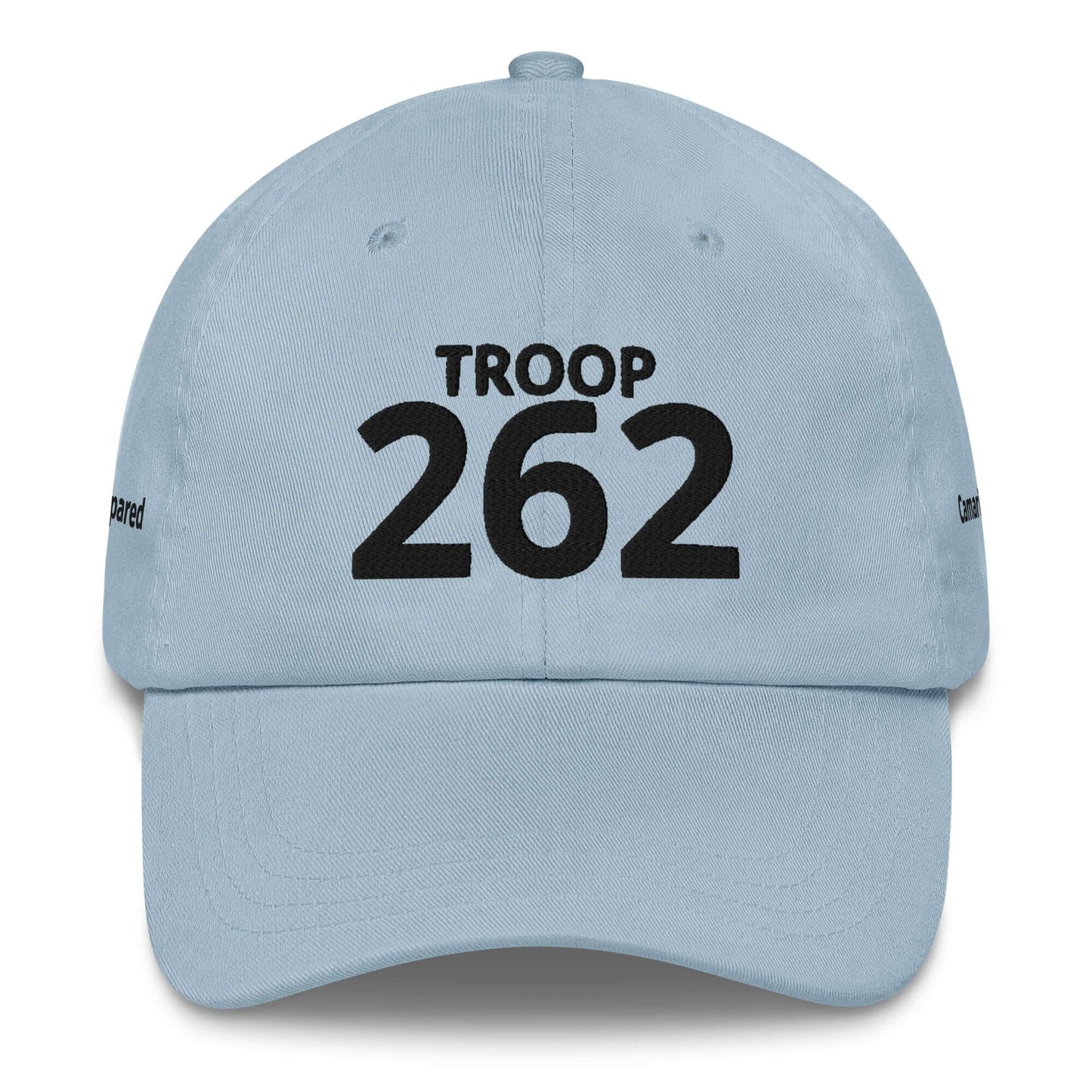 Light blue baseball cap with "TROOP 262" embroidered on the front, featuring an adjustable strap.