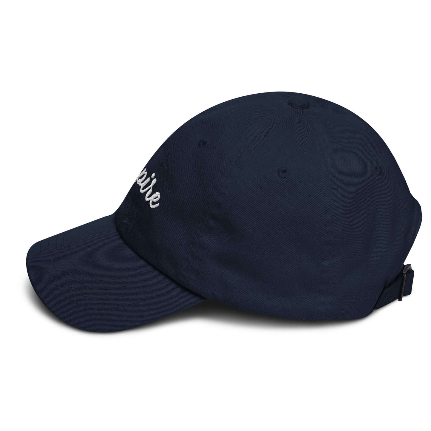 Navy blue Inspire Elegance Hat, featuring the word 'Inspire' elegantly embroidered on the front.