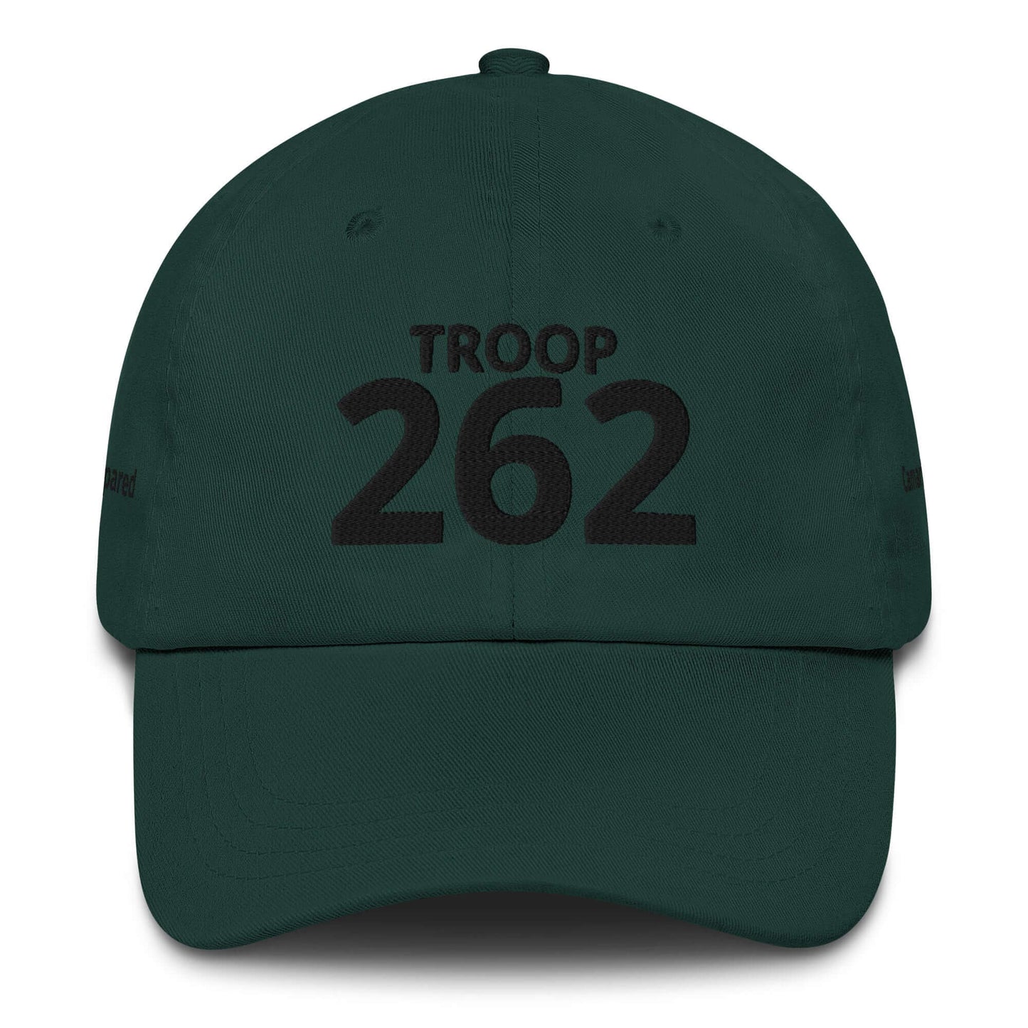 Dark green adjustable baseball hat with the text "TROOP 262" embroidered on the front.