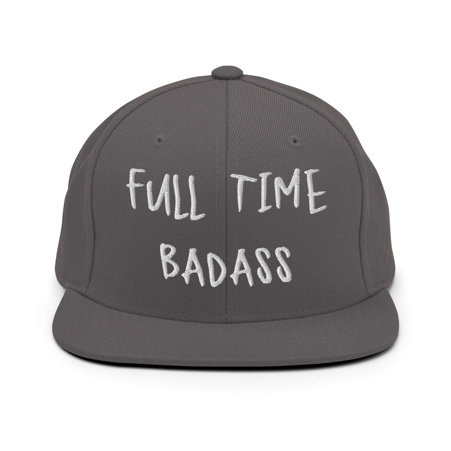 Front of RonnieMac Fulltime Badass Embroidered Snapback Hat (dark grey) -2