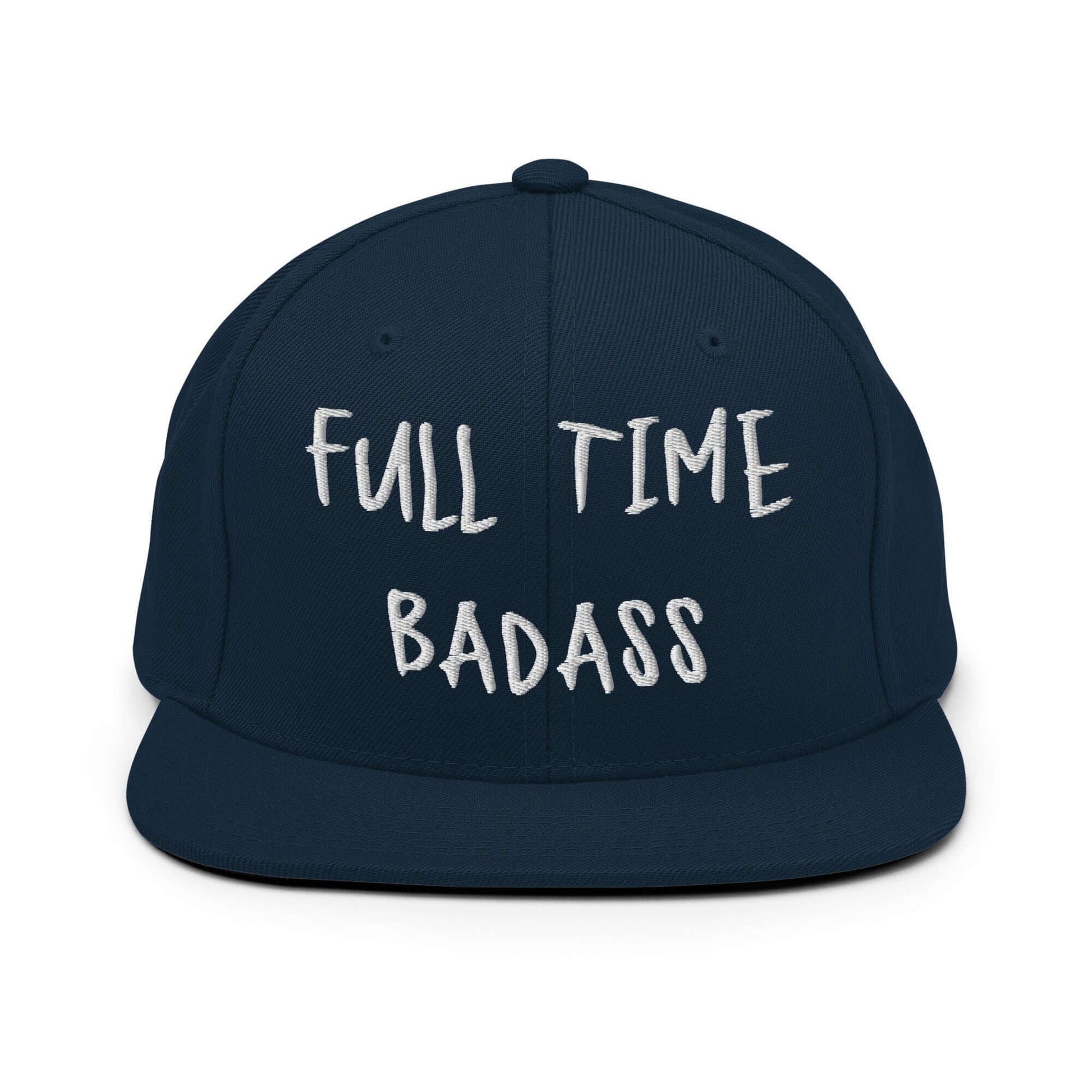 Front of RonnieMac Fulltime Badass Embroidered Snapback Hat (Navy) -2