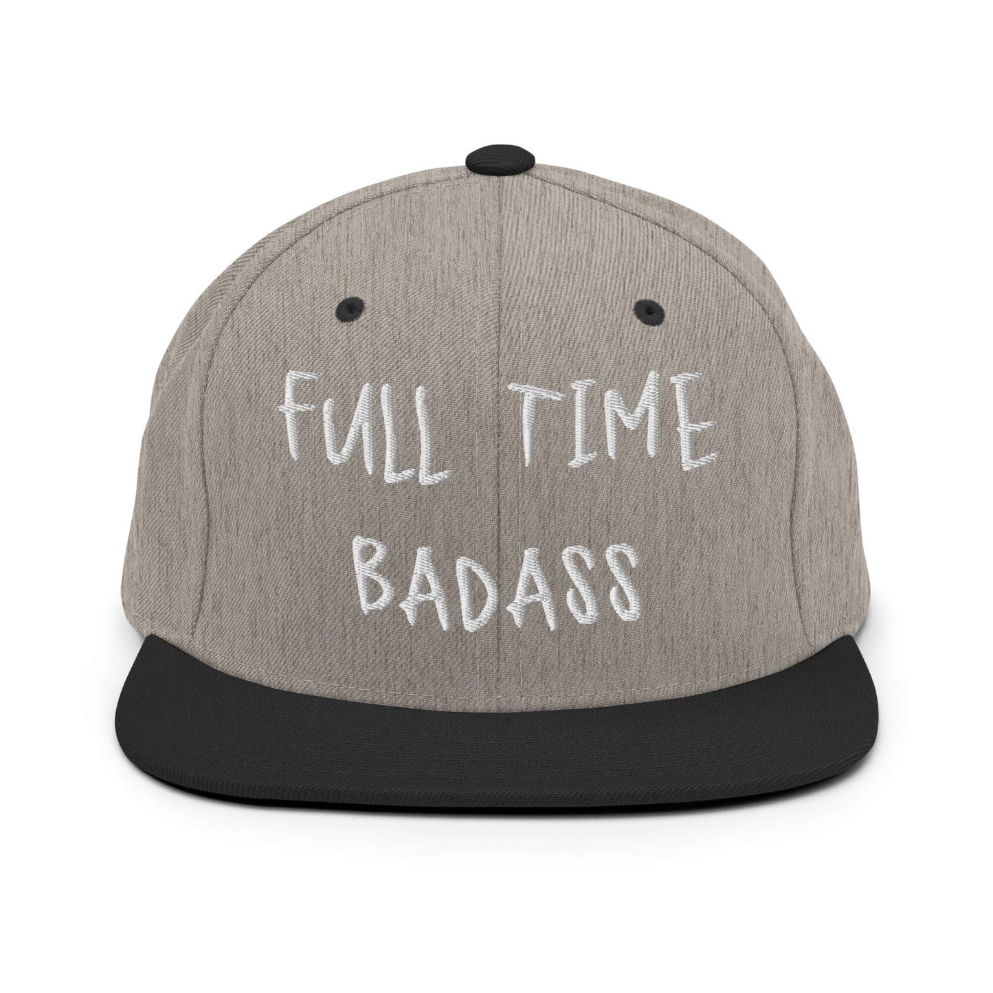 Front of RonnieMac Fulltime Badass Embroidered Snapback Hat (heather black) -2