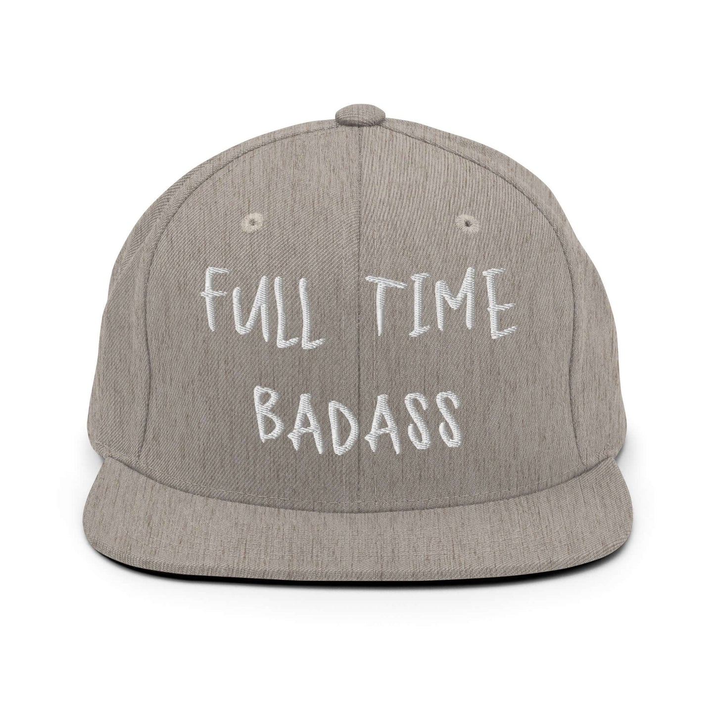 Front of RonnieMac Fulltime Badass Embroidered Snapback Hat (heather grey) -2