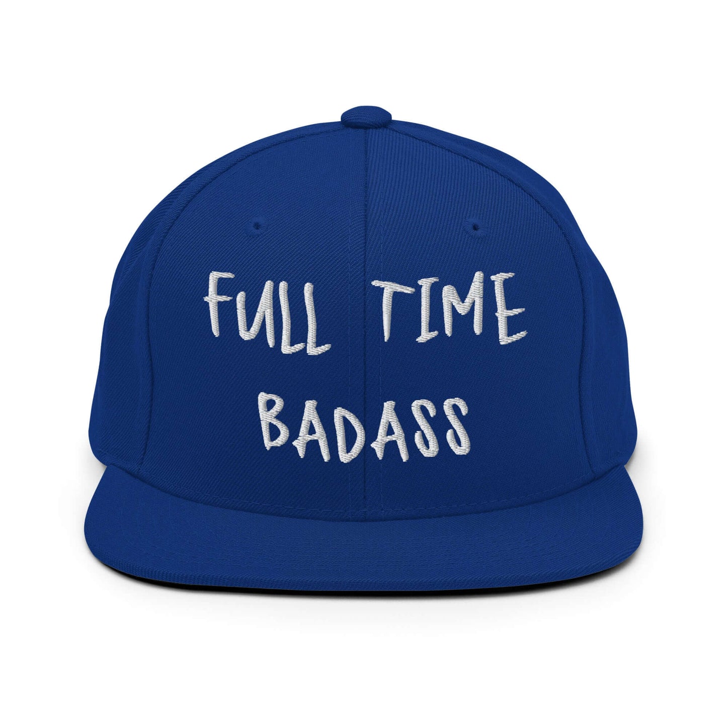 Front of RonnieMac Fulltime Badass Embroidered Snapback Hat (royal blue) -1