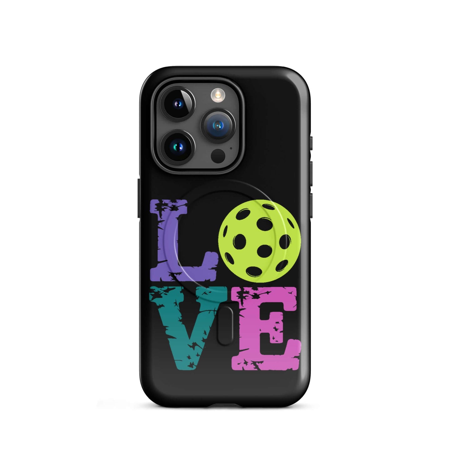 LOVE Pickleball MagSafe Tough Case for iPhone with vibrant colors and pickleball graphic