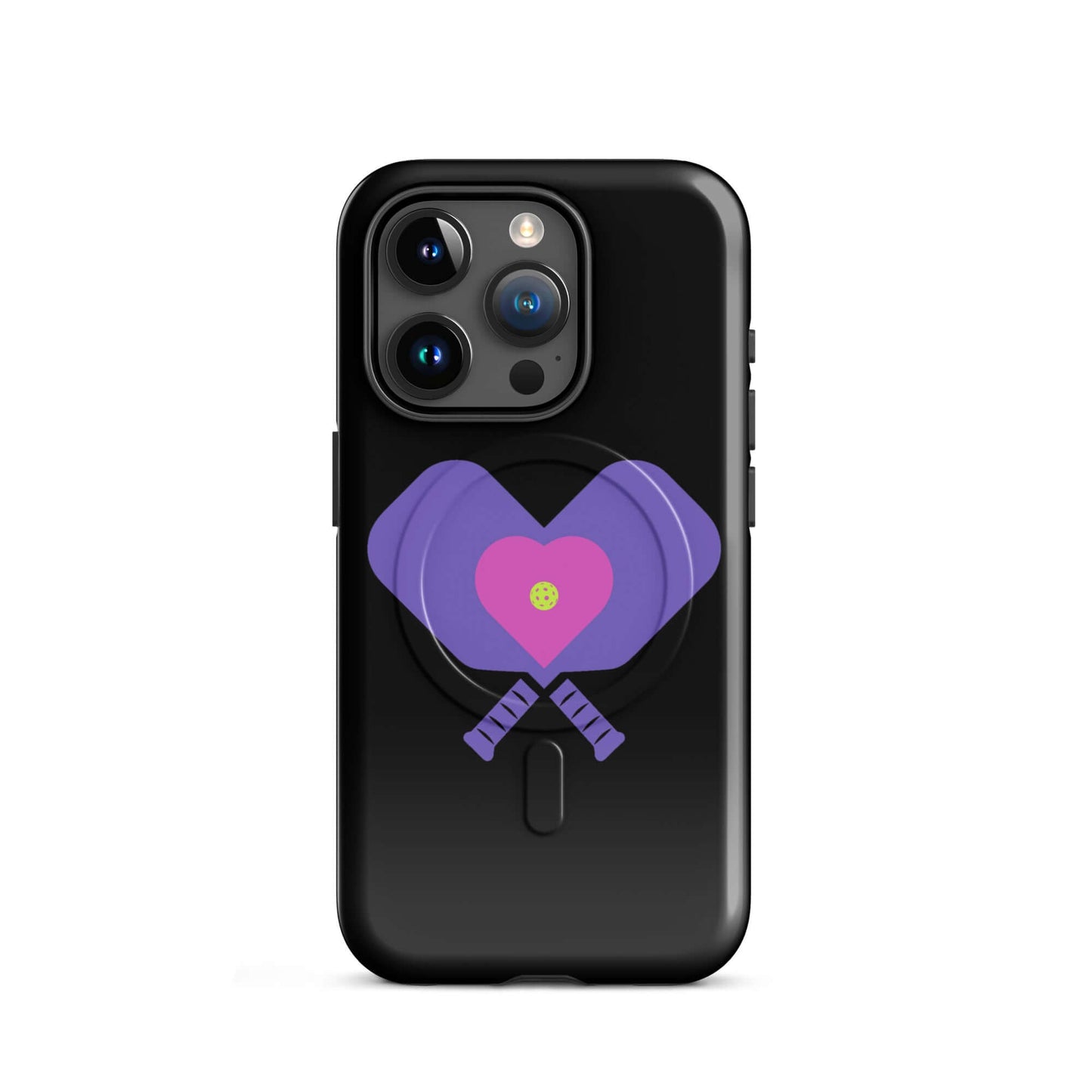 LOVE Pickleball MagSafe® Tough Case for iPhone® featuring a heart and paddles design.