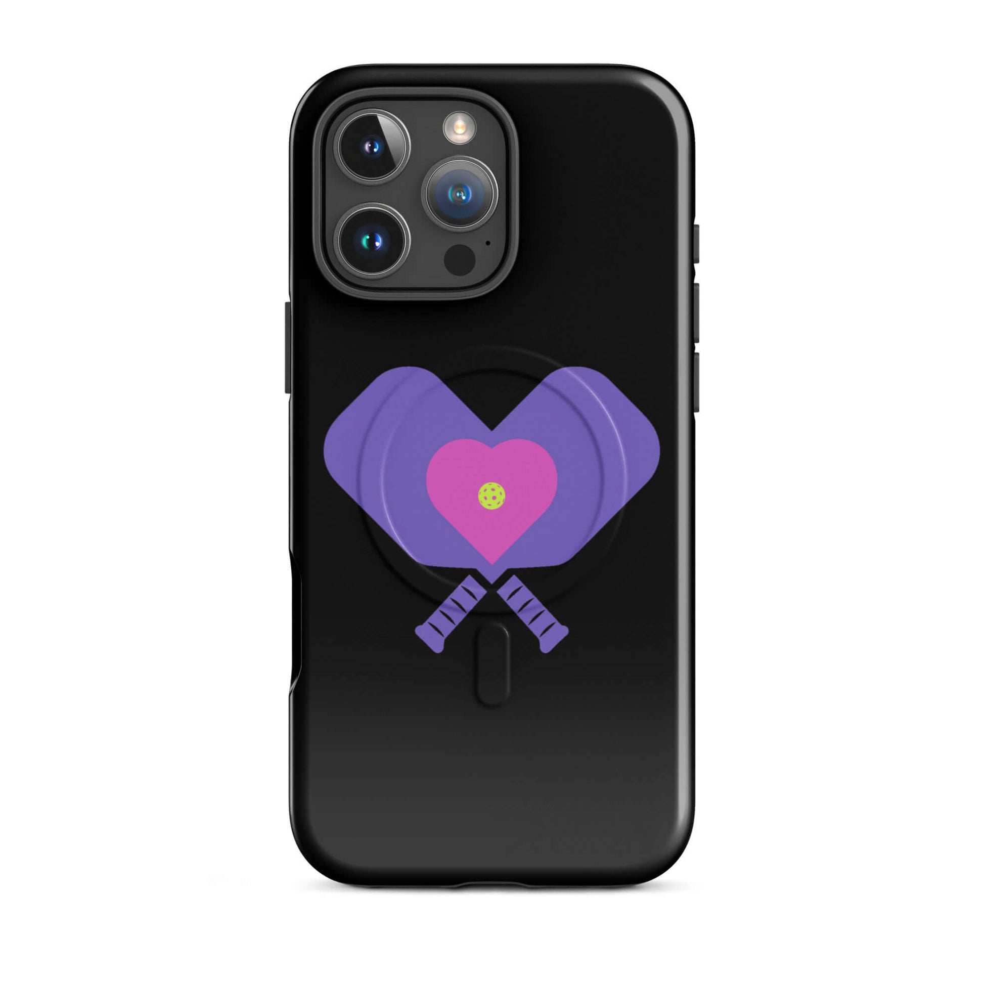 LOVE Pickleball MagSafe Tough Case for iPhone featuring heart and paddle graphic design