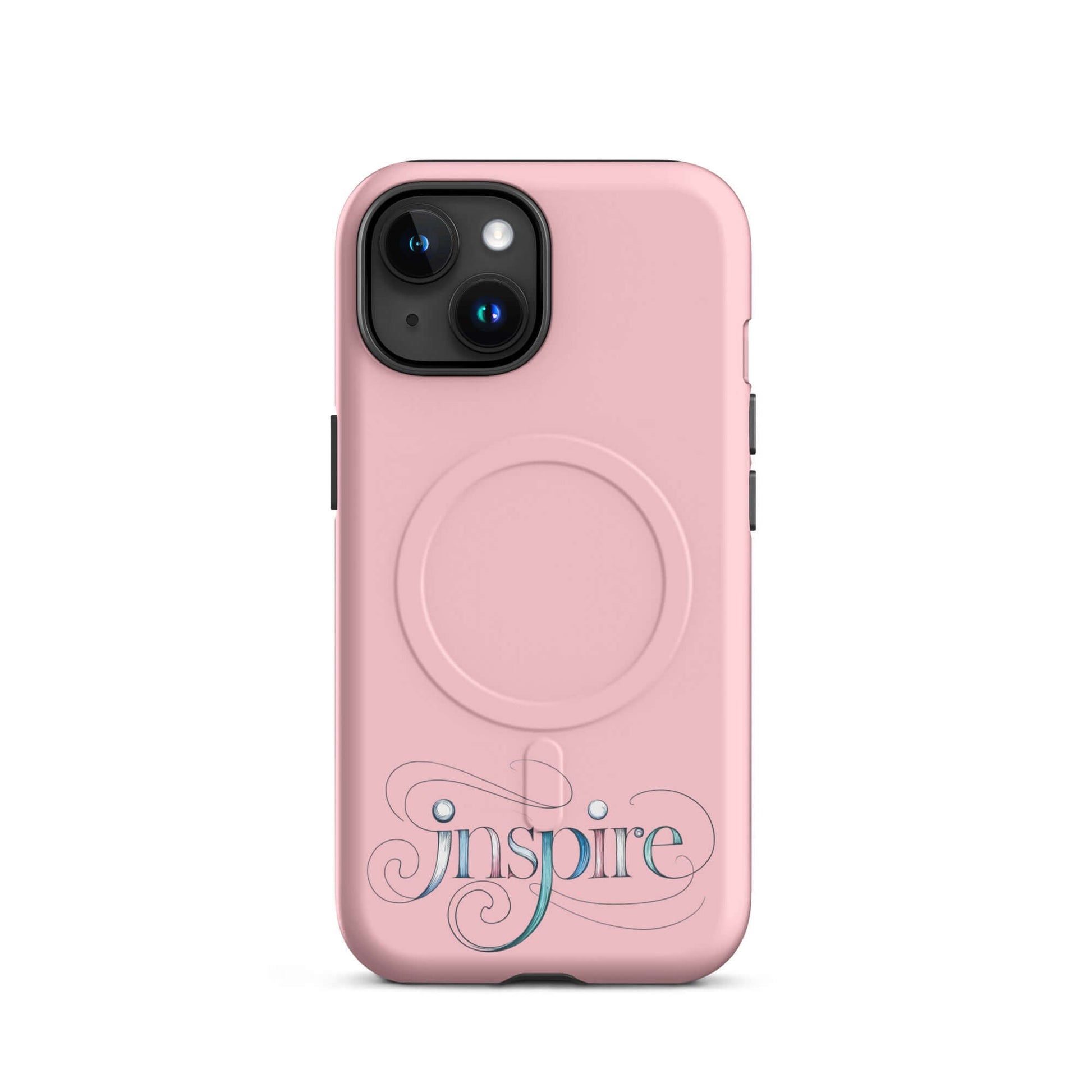 Inspire Sketch MagSafe® Tough Case for iPhone® with elegant design and intricate swirls in soft pink.