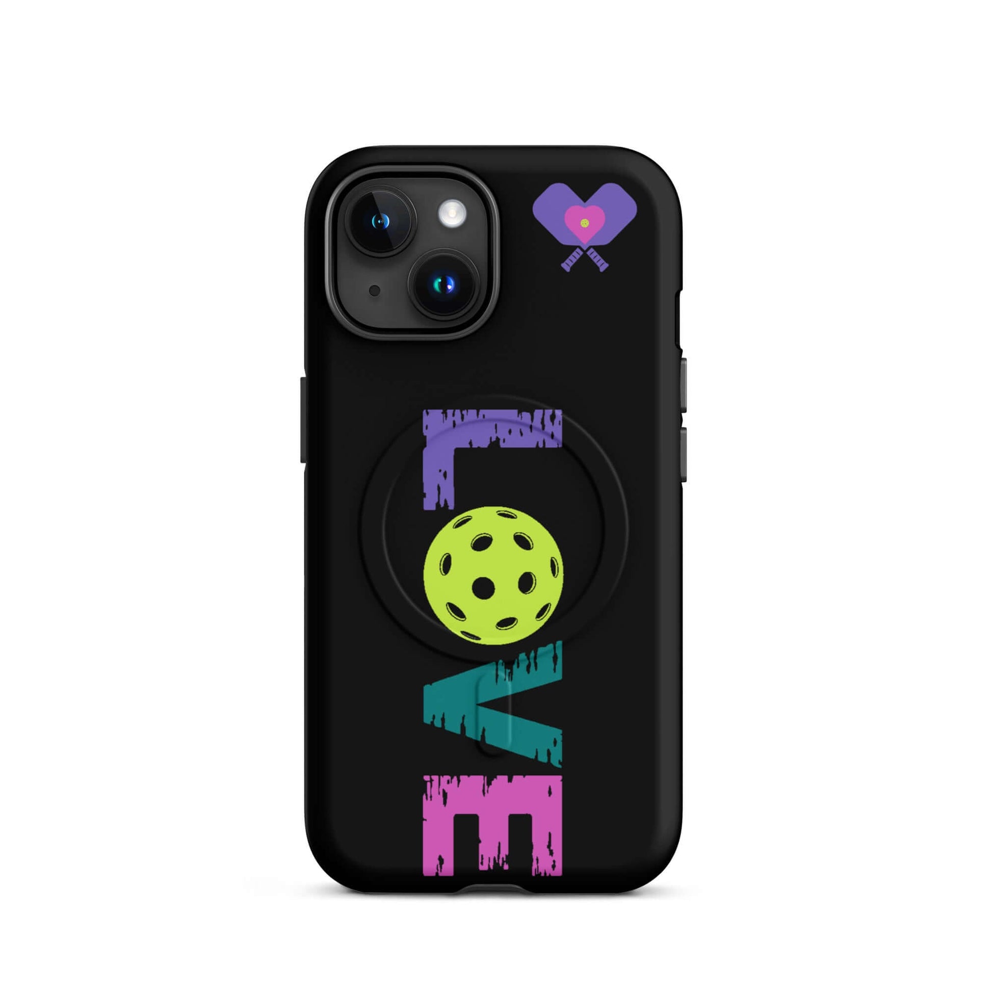 LOVE Pickleball MagSafe Tough Case for iPhone with vibrant graphics and durable design, perfect for pickleball enthusiasts.