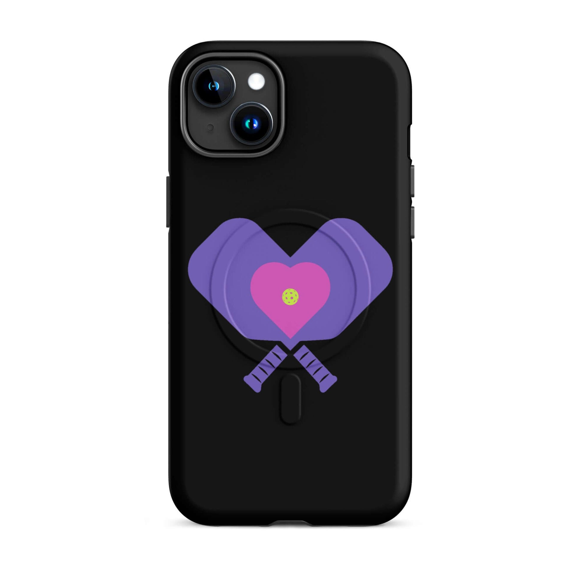 LOVE Pickleball MagSafe® Tough Case for iPhone® featuring heart design with paddles.