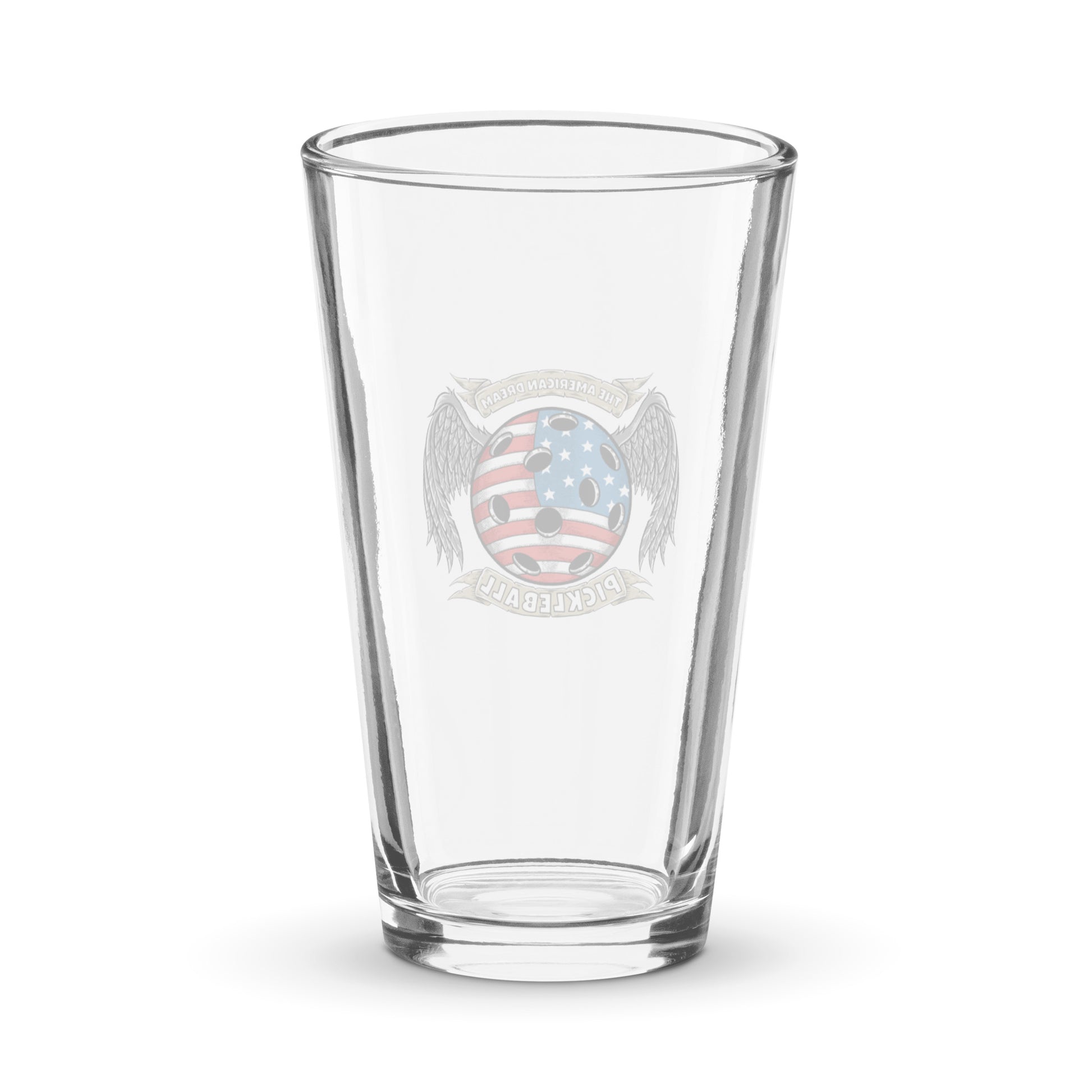 The back of The American Dream: Pickleball Shaker Pint Glass