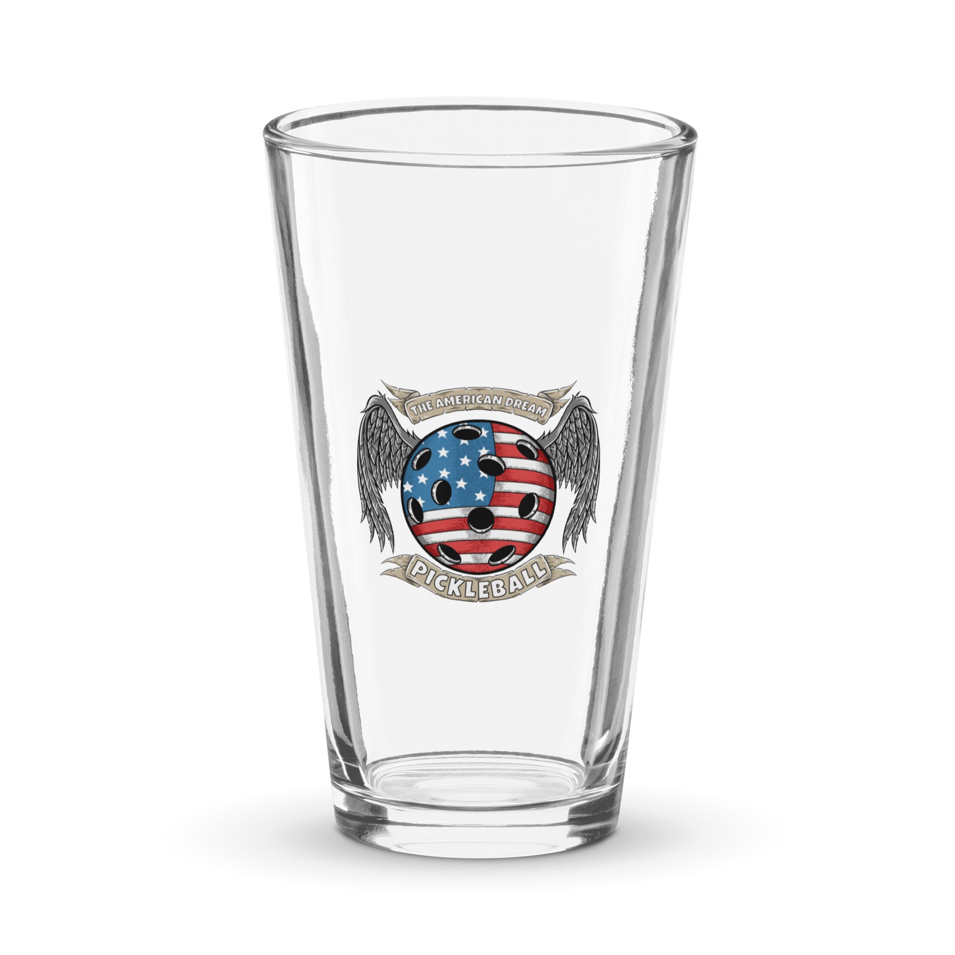 The Front  of The American Dream: Pickleball Shaker Pint Glass