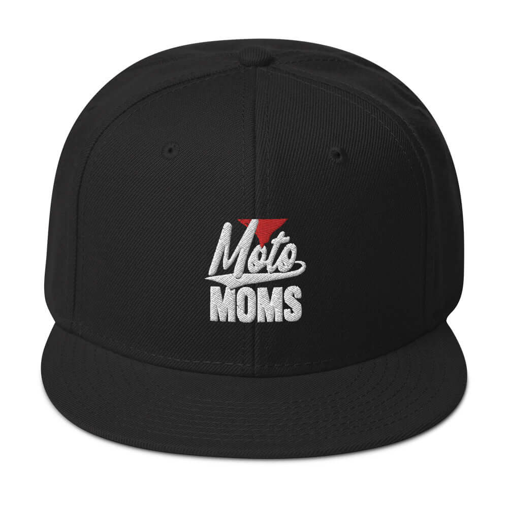 front of Ronnie Mac 69's I Heart Moto Mom's Embroidered Snapback Hat (black) -1