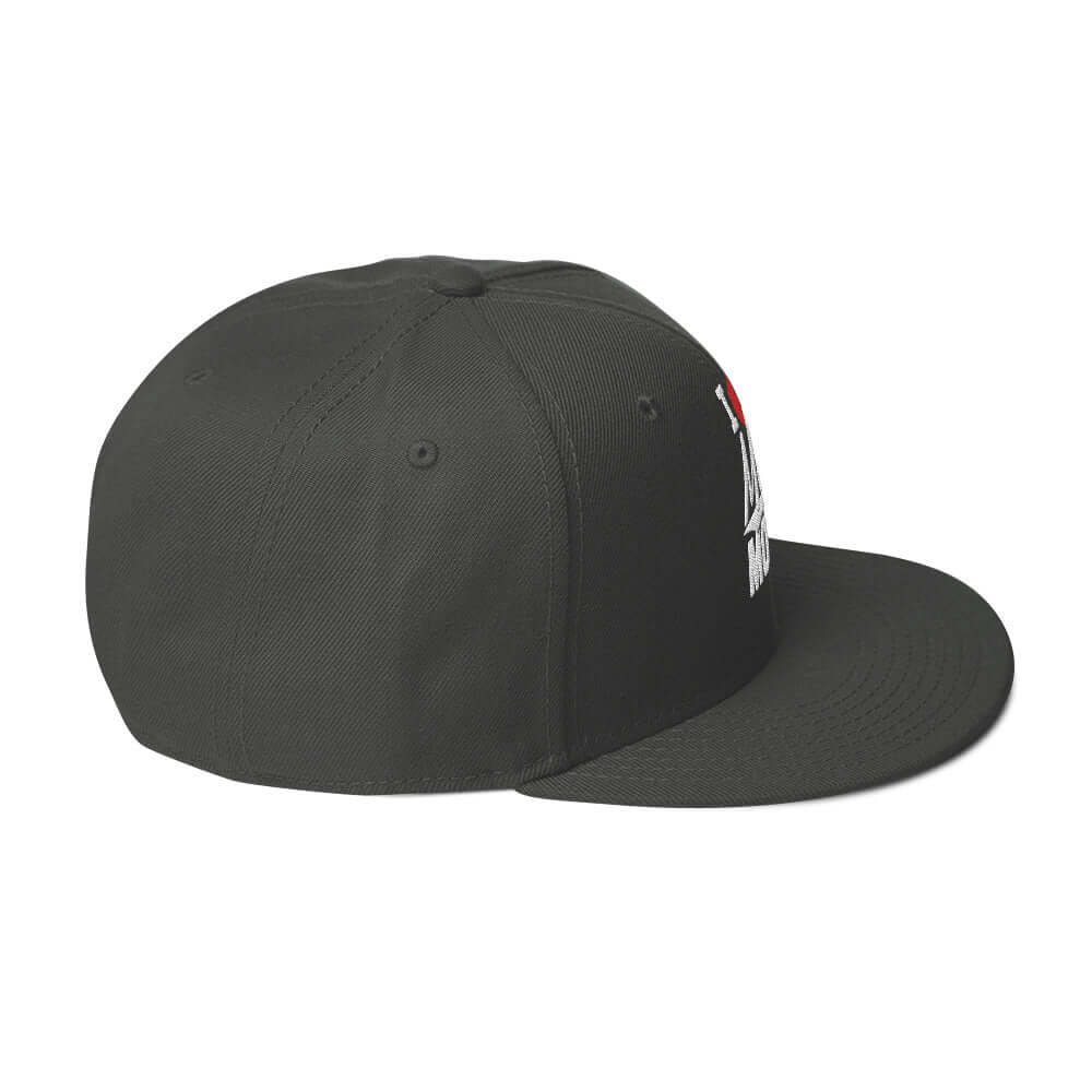 right side of Ronnie Mac 69's I Heart Moto Mom's Embroidered Snapback Hat (gray/)