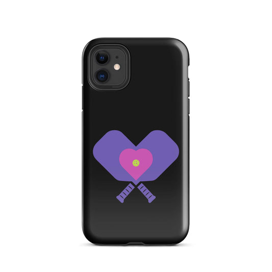 LOVE Pickleball Tough Case for iPhone® featuring heart-shaped paddles design.