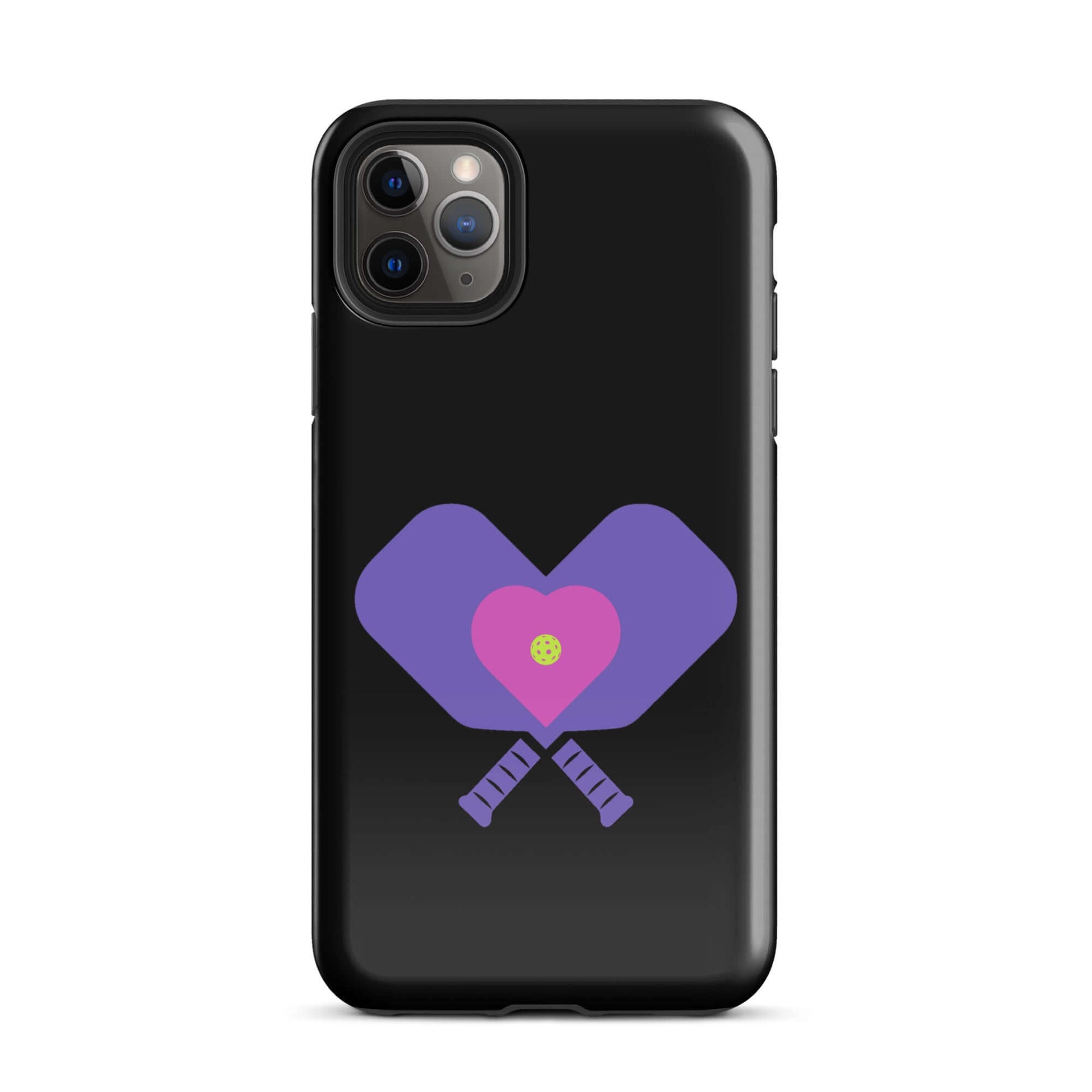 LOVE Pickleball Tough Case for iPhone® featuring heart-shaped paddles design.