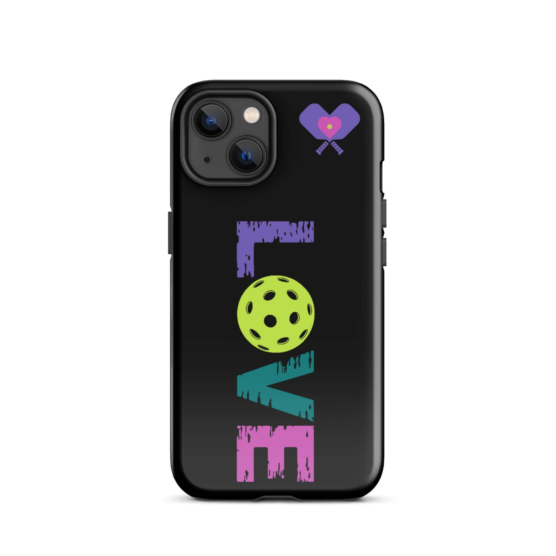 LOVE Pickleball Tough Case for iPhone® featuring vibrant design and protective features.