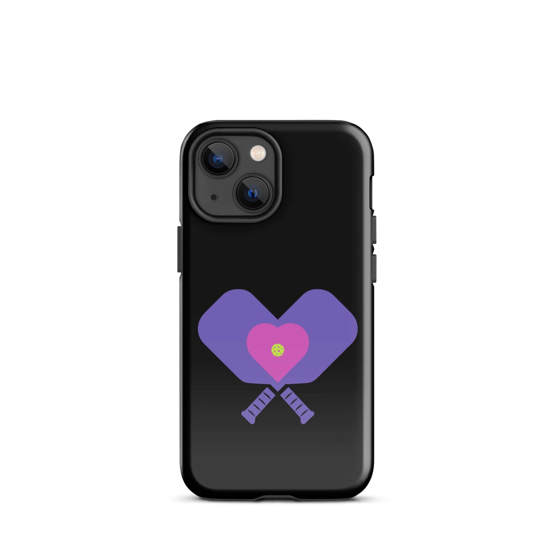 LOVE Pickleball Tough Case for iPhone® featuring heart and paddle design, perfect for fans and players.