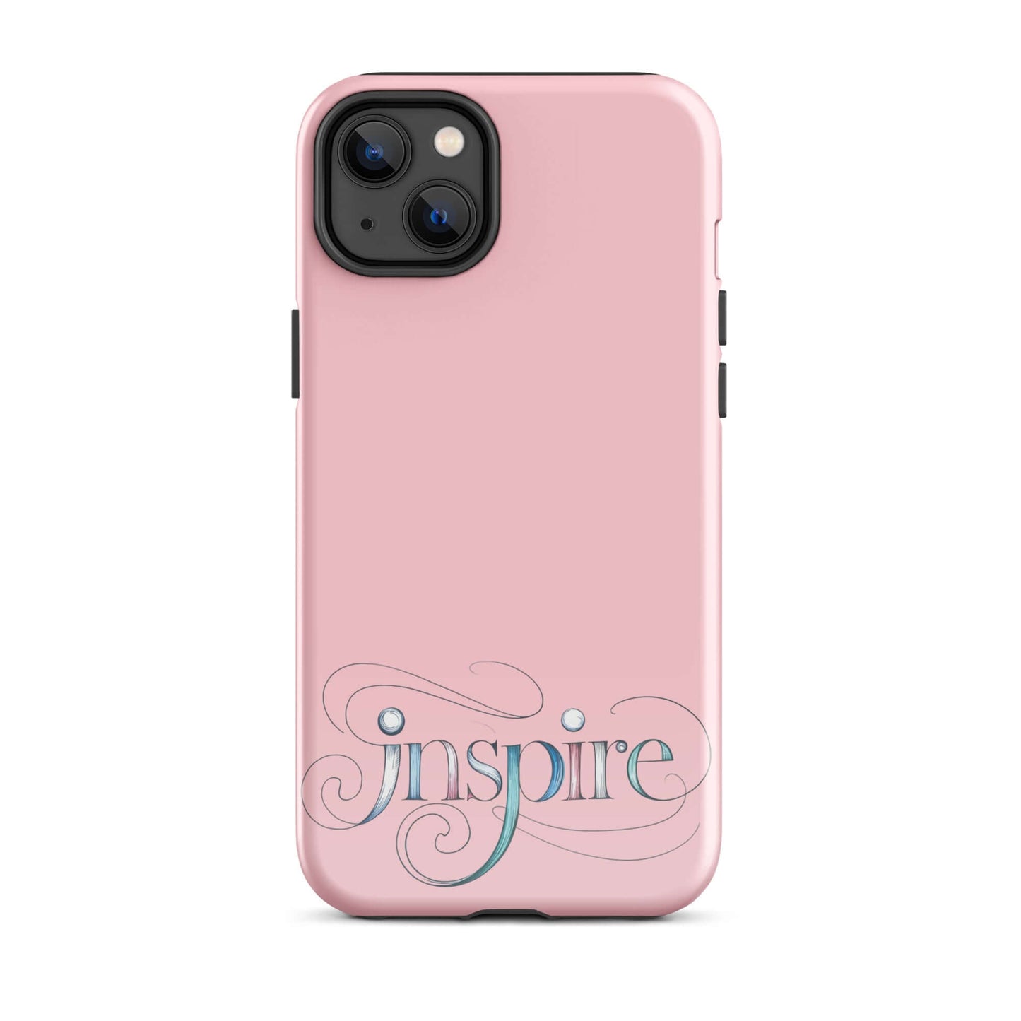 Inspire Sketch Tough Case for iPhone® with elegant pink design and artistic 'Inspire' lettering.