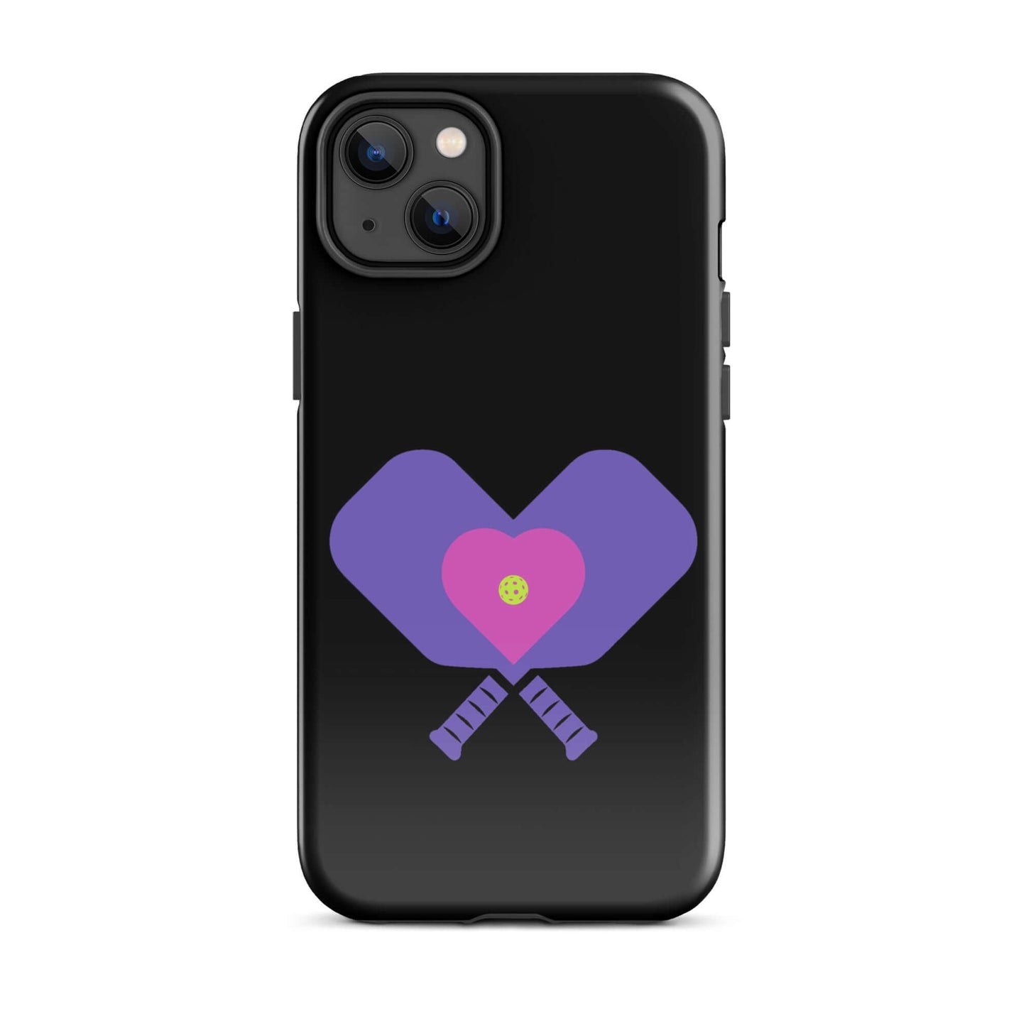 LOVE Pickleball Tough Case for iPhone® featuring heart-shaped paddles design.