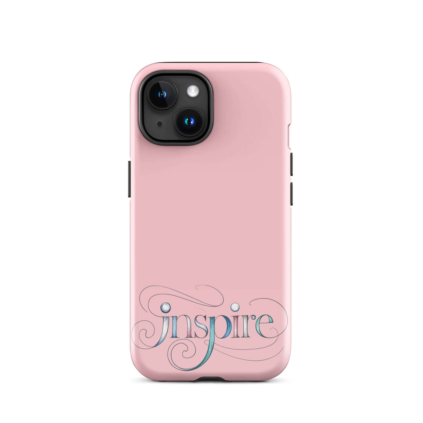 Inspire Sketch Tough Case for iPhone® with elegant pink design and artistic word art.