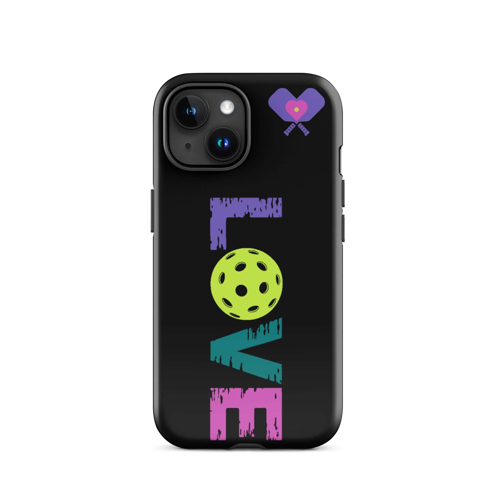 LOVE Pickleball Tough Case for iPhone® featuring colorful design and durable protection.