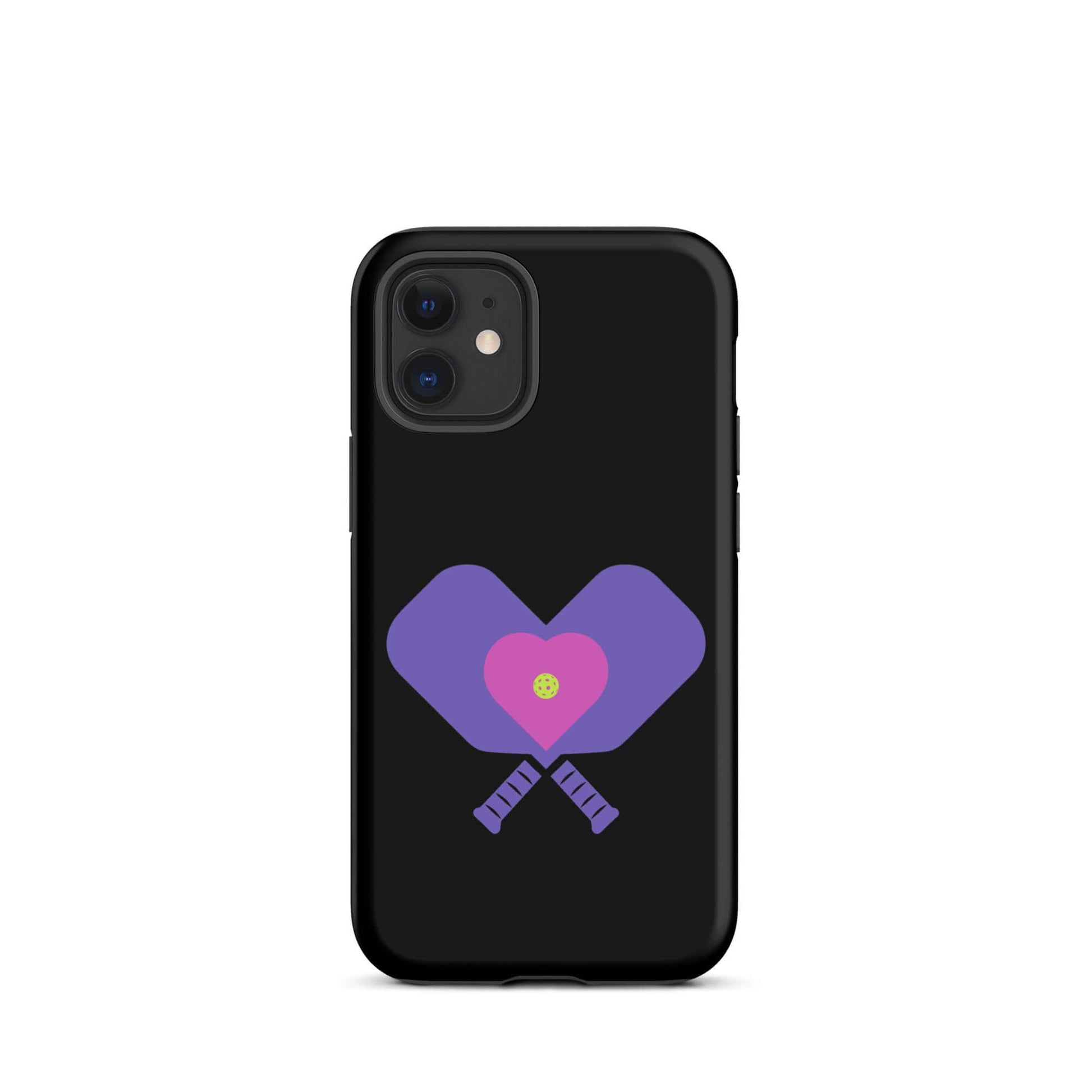 LOVE Pickleball Tough Case for iPhone® with heart and paddles design, combining style and protection.