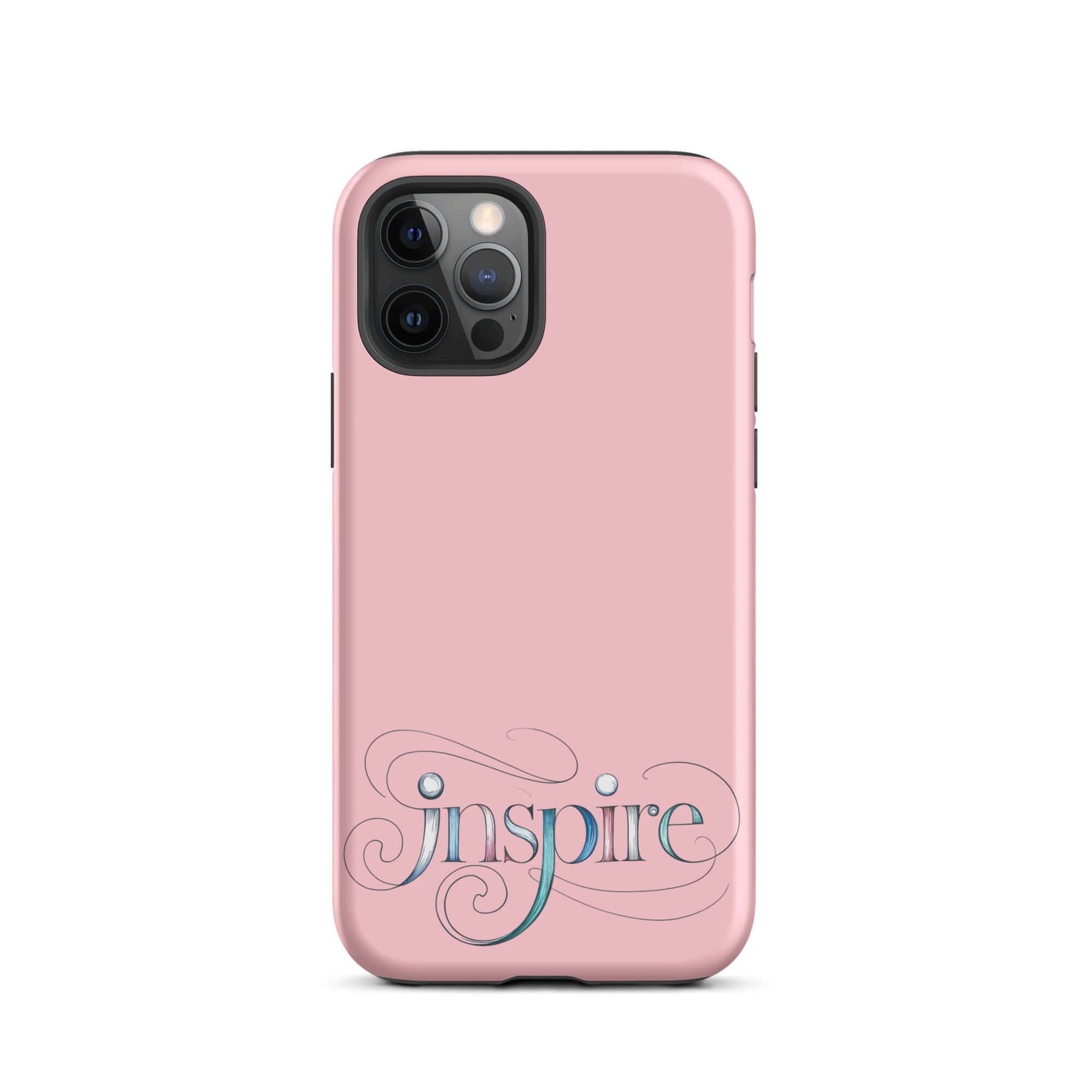 Inspire Sketch Tough Case for iPhone® with elegant word art design, showcasing the word 'Inspire' in stylish lettering.