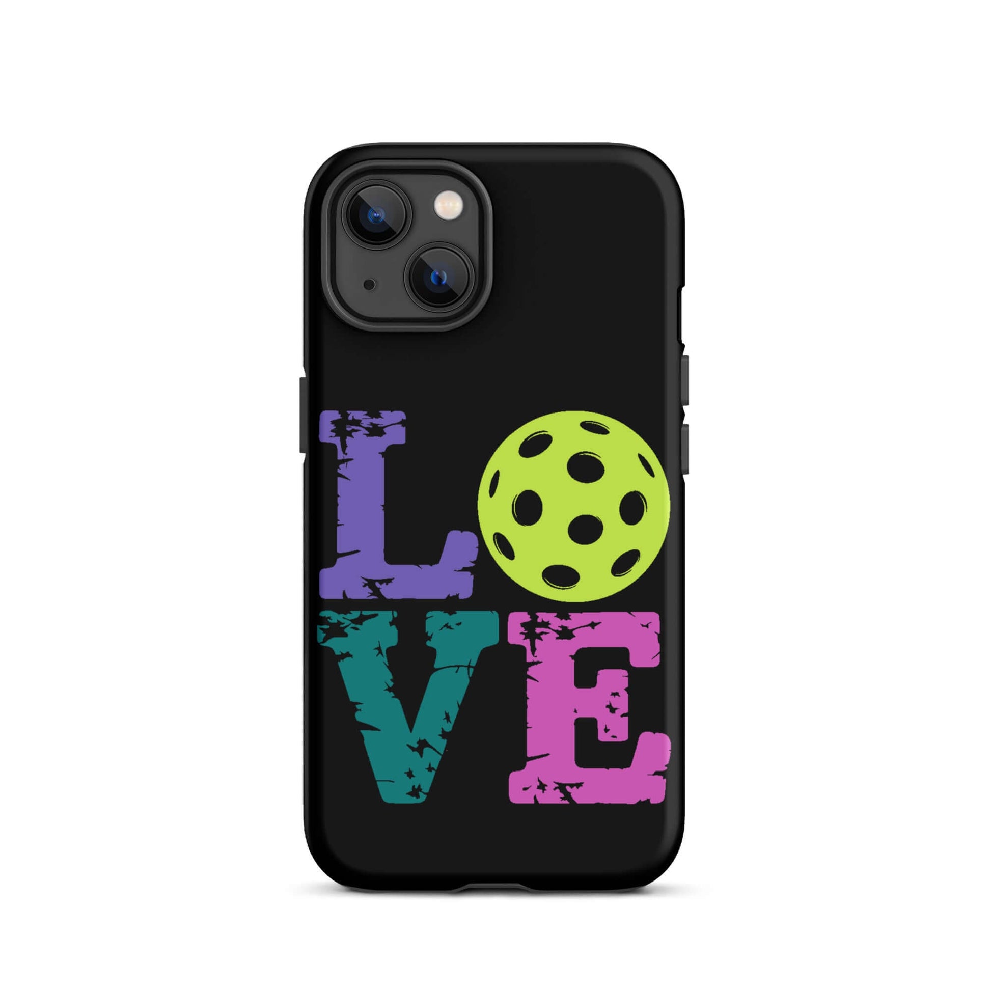 LOVE Pickleball Tough Case for iPhone®, featuring colorful design and durable protection for pickleball enthusiasts.