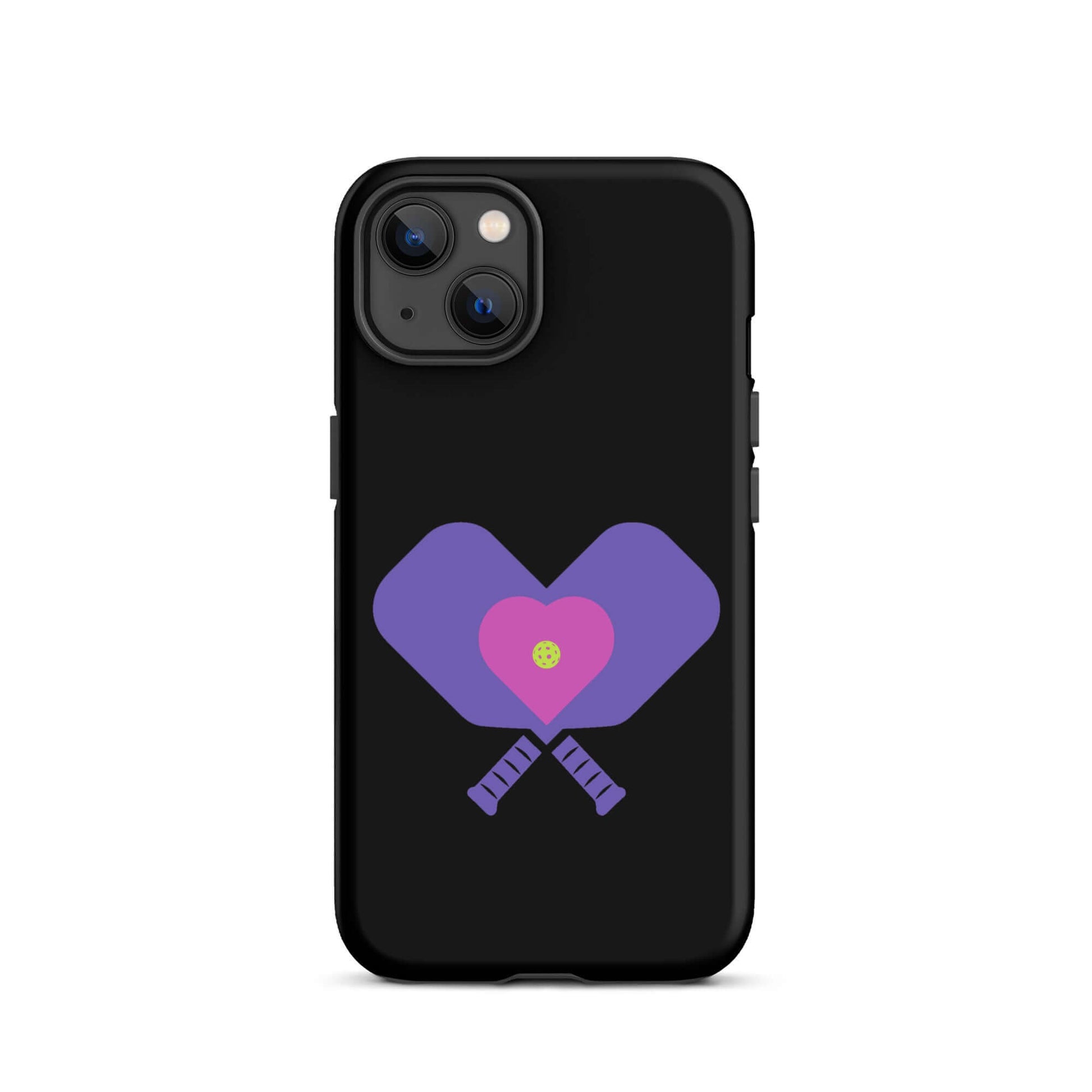 LOVE Pickleball Tough Case for iPhone® featuring heart and paddle design for pickleball enthusiasts.